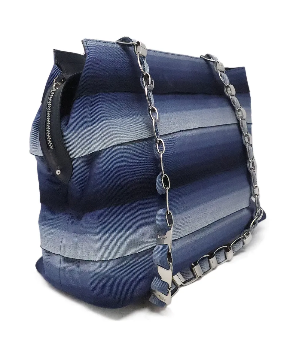 Ferragamo Blue Grosgrain Shoulder Bag