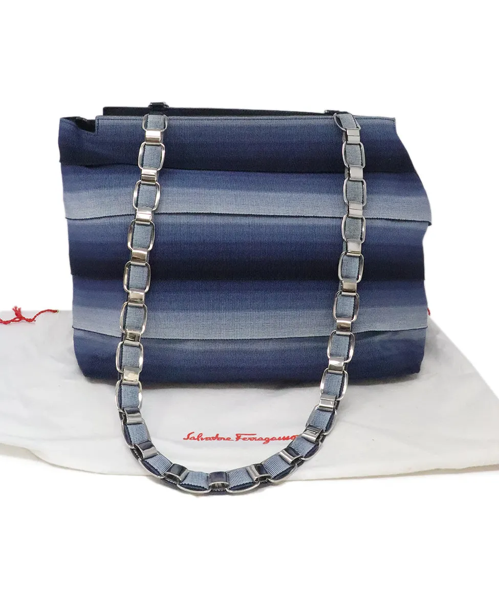 Ferragamo Blue Grosgrain Shoulder Bag