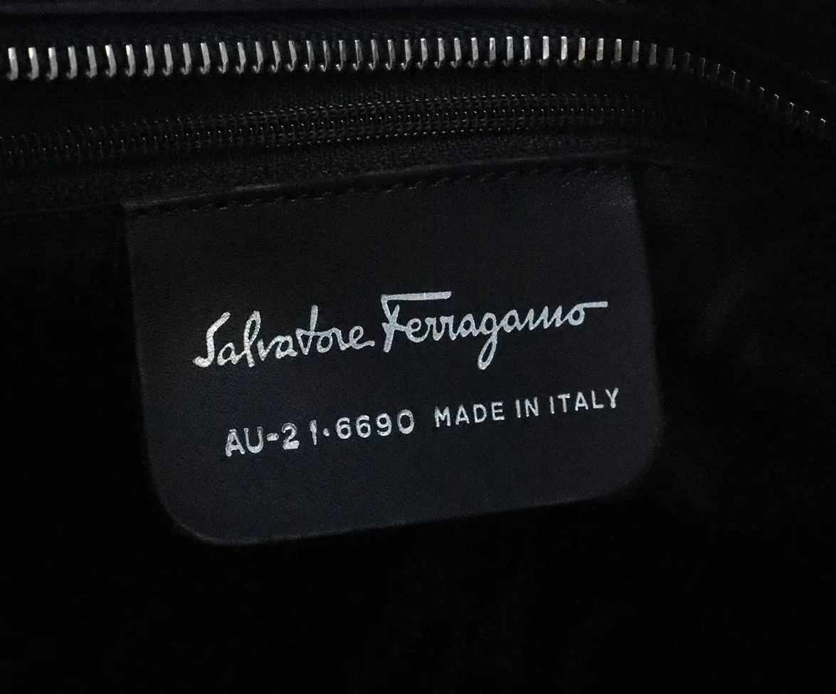 Ferragamo Blue Grosgrain Shoulder Bag