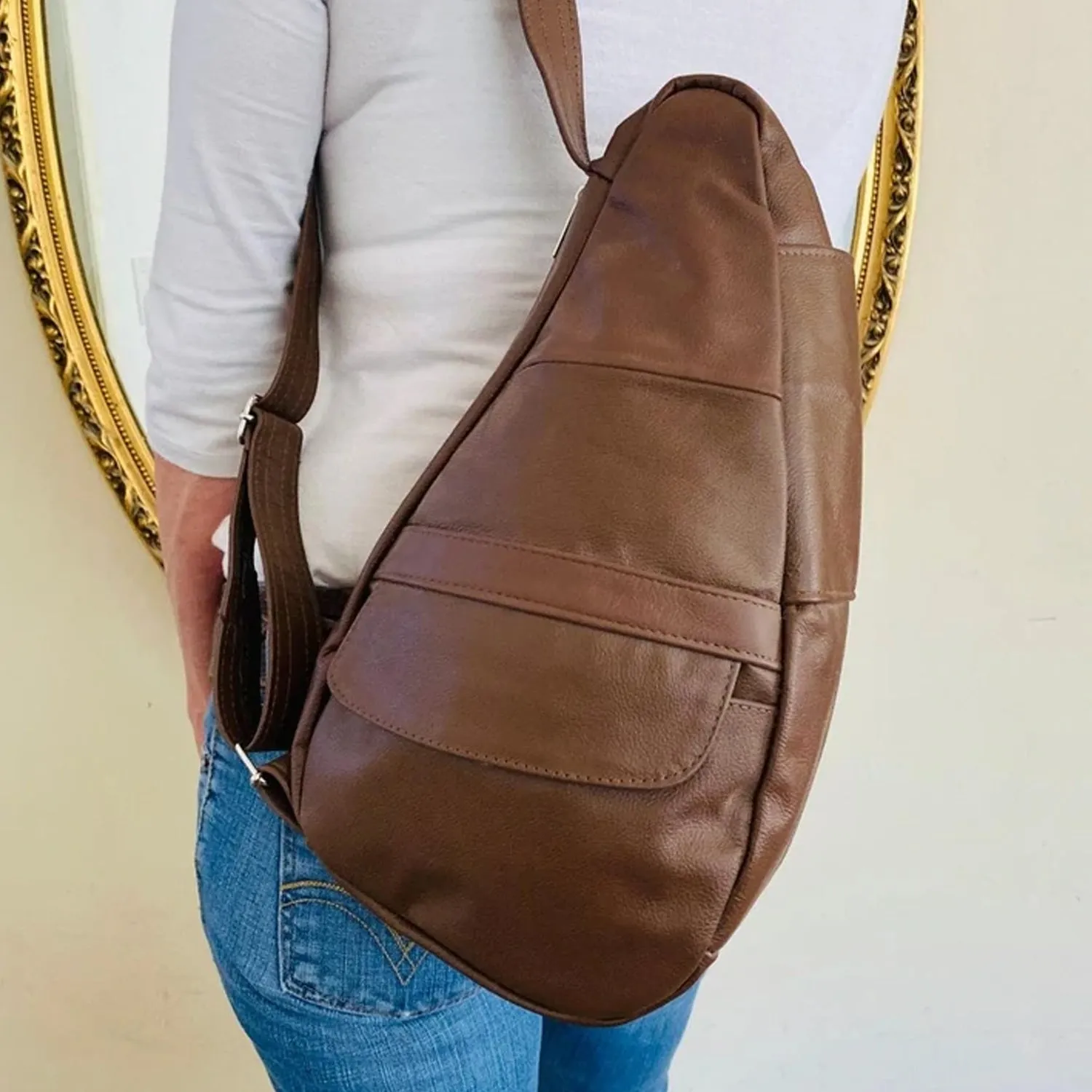 Genuine Leather Sling Backpack