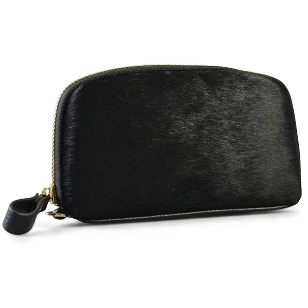 Gift Set | CARMICHAEL Black Cowhide Leather Wristlet Purse & LORN Calf Hair Key Ring Coin Purse