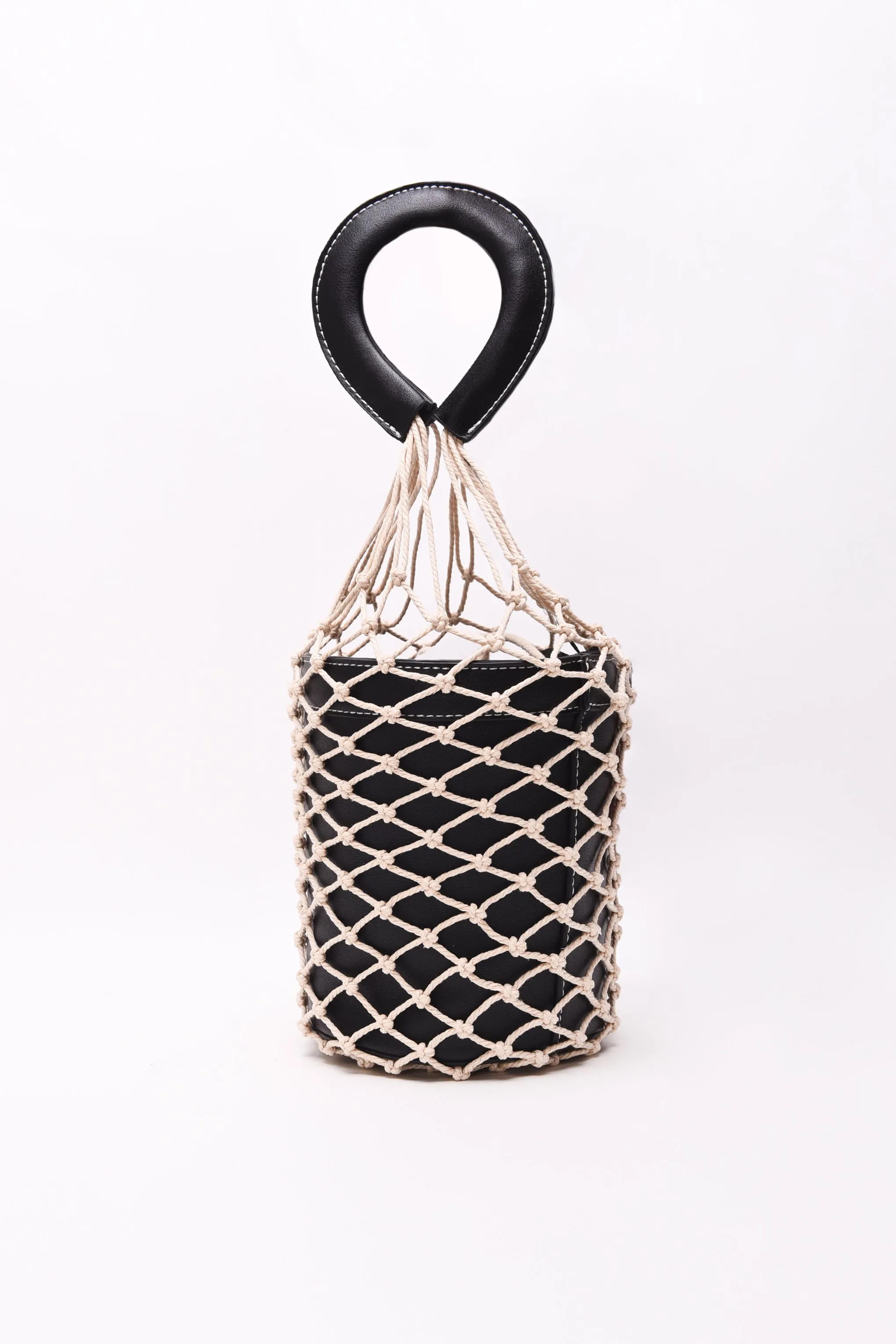 Glamorous Black Net Covered Bucket Bag