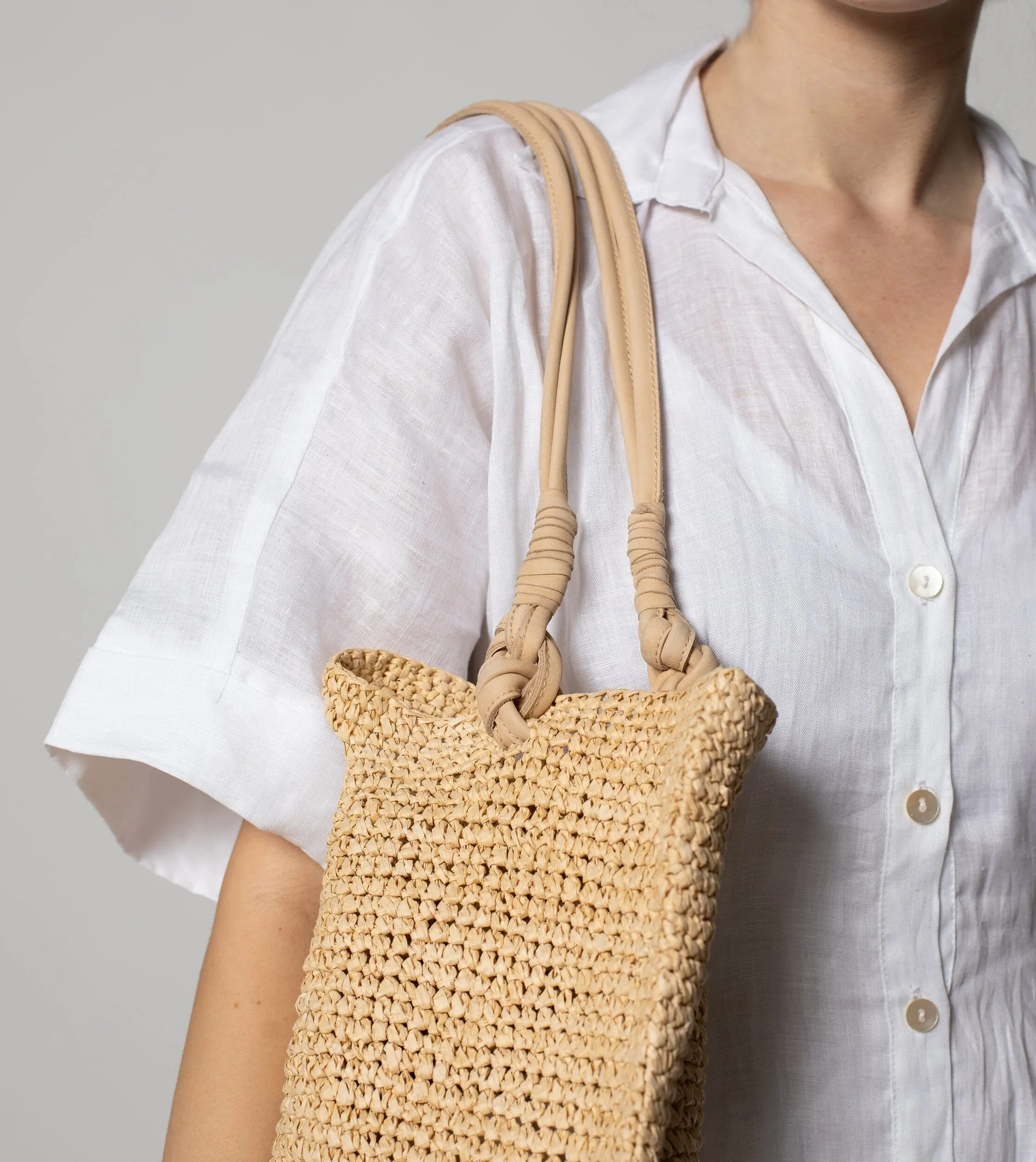 Graciela Raffia Shoulder Bag - Deep Natural