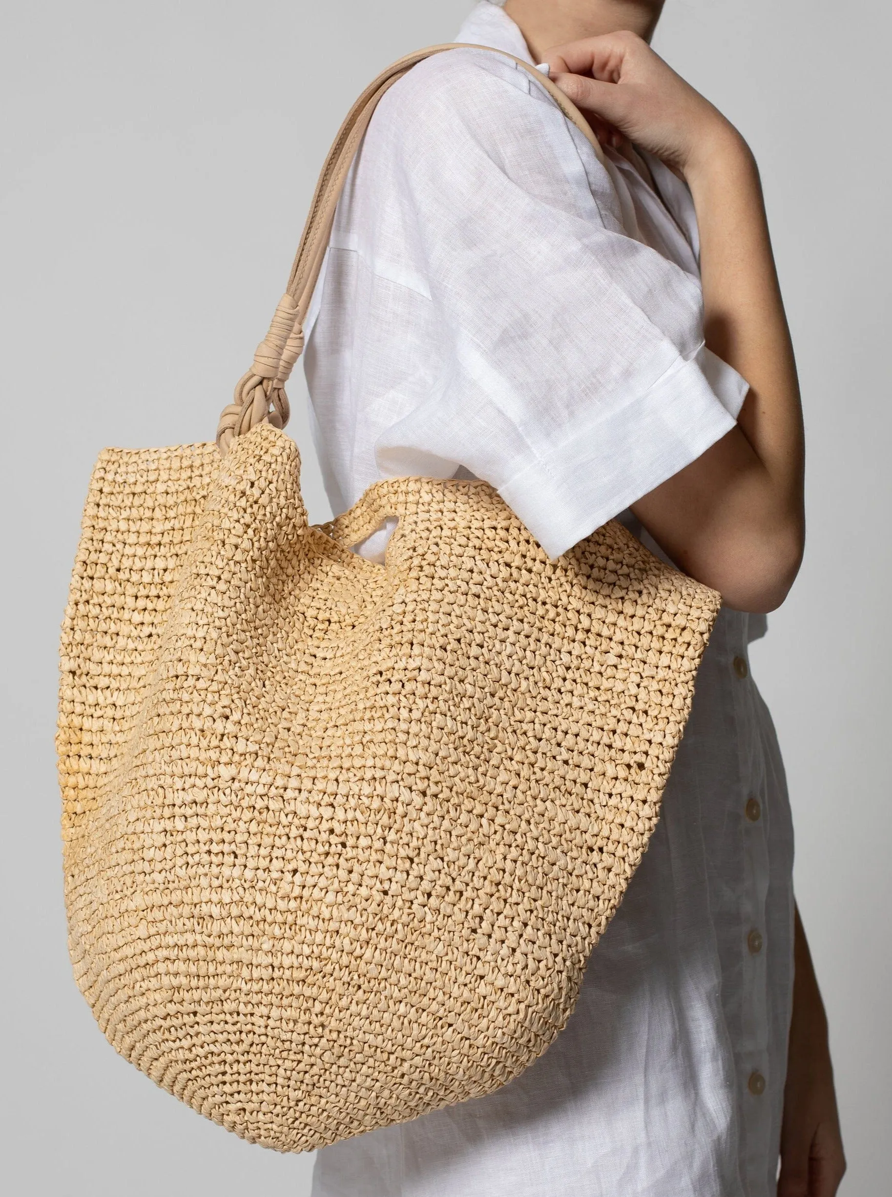 Graciela Raffia Shoulder Bag - Deep Natural