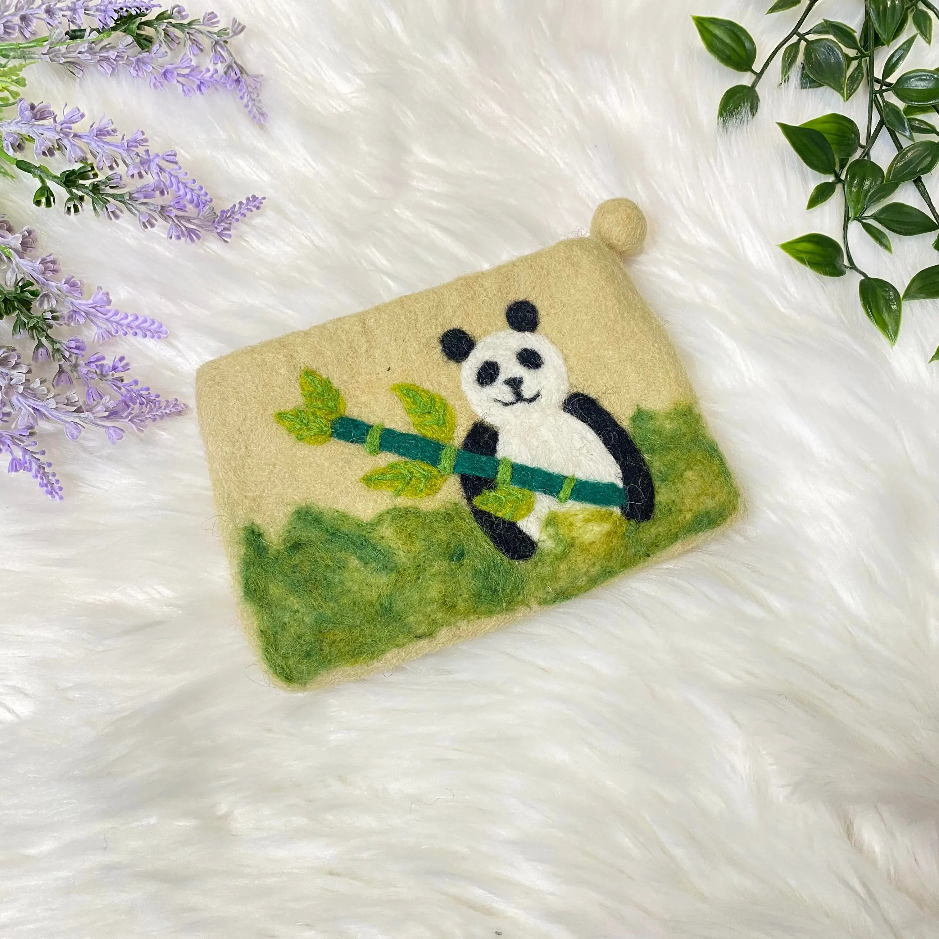 Handmade Embroidered Panda Theme Purse