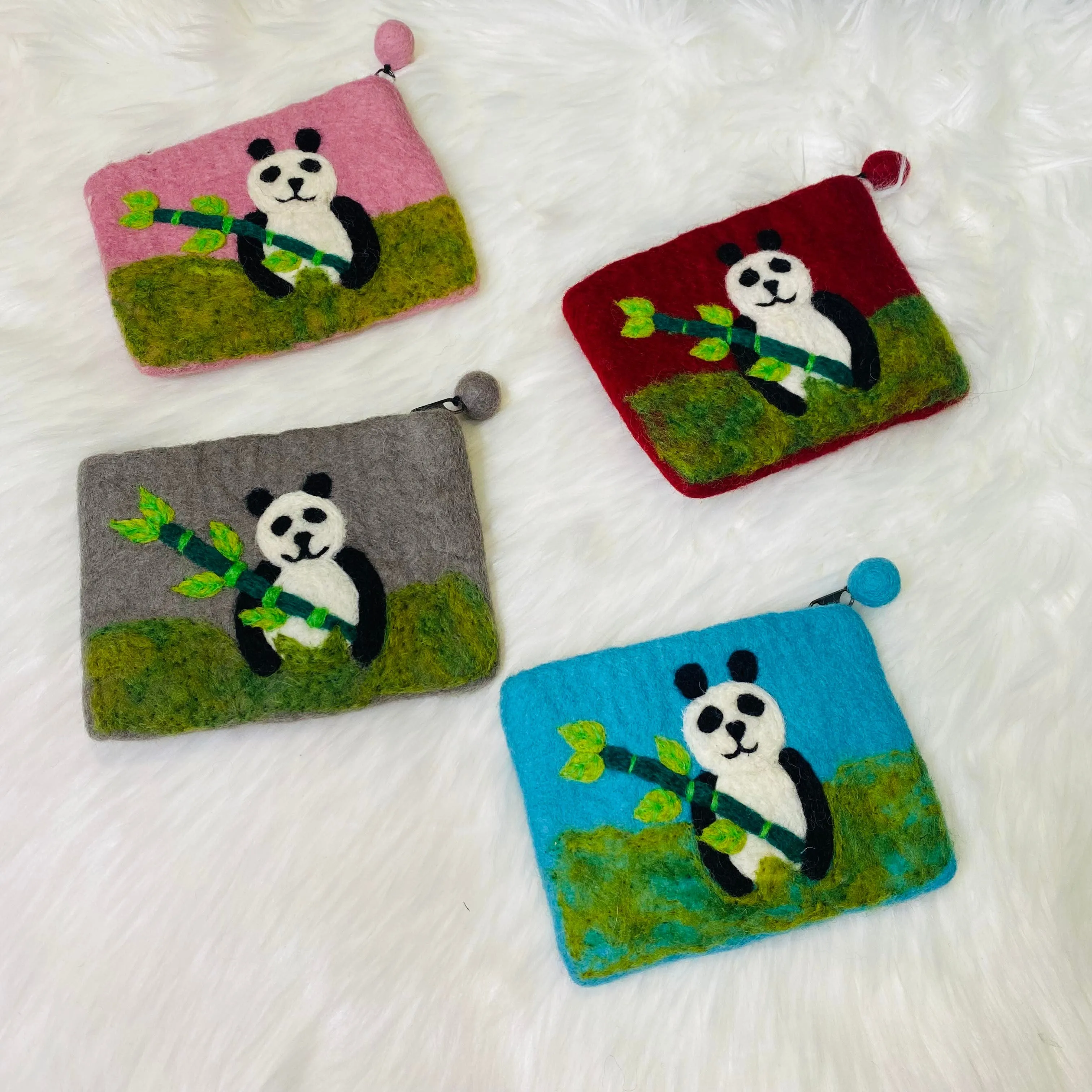 Handmade Embroidered Panda Theme Purse