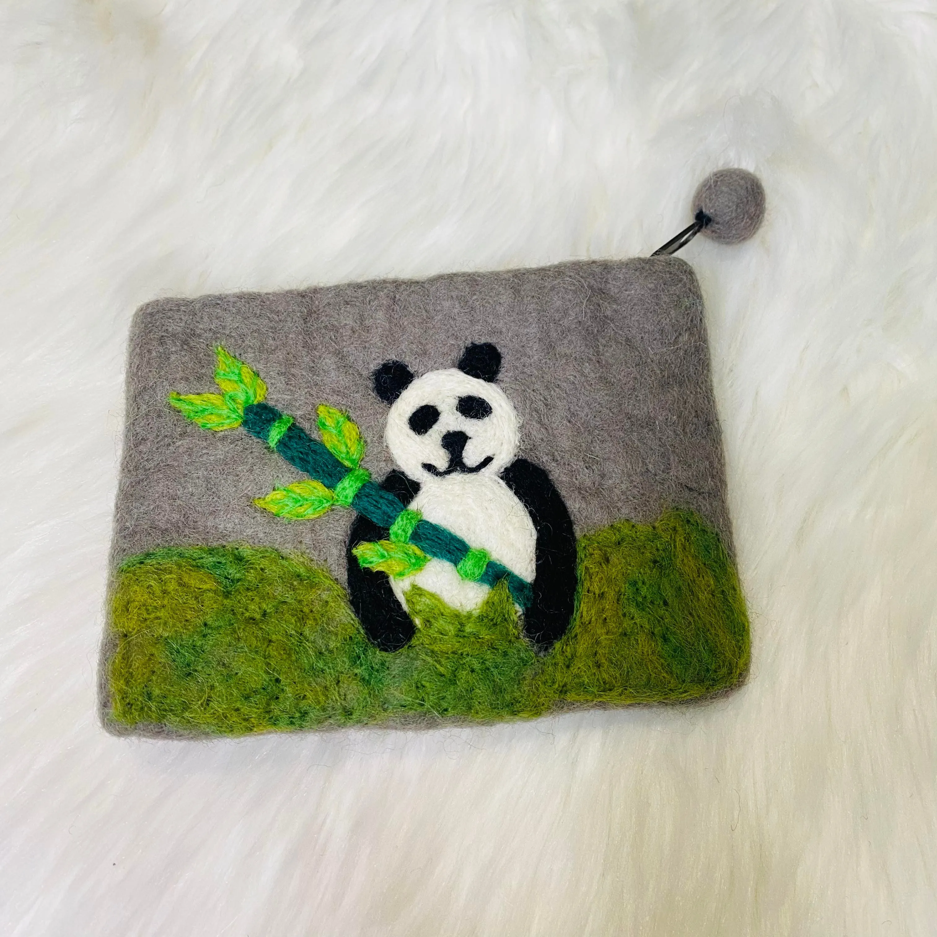 Handmade Embroidered Panda Theme Purse