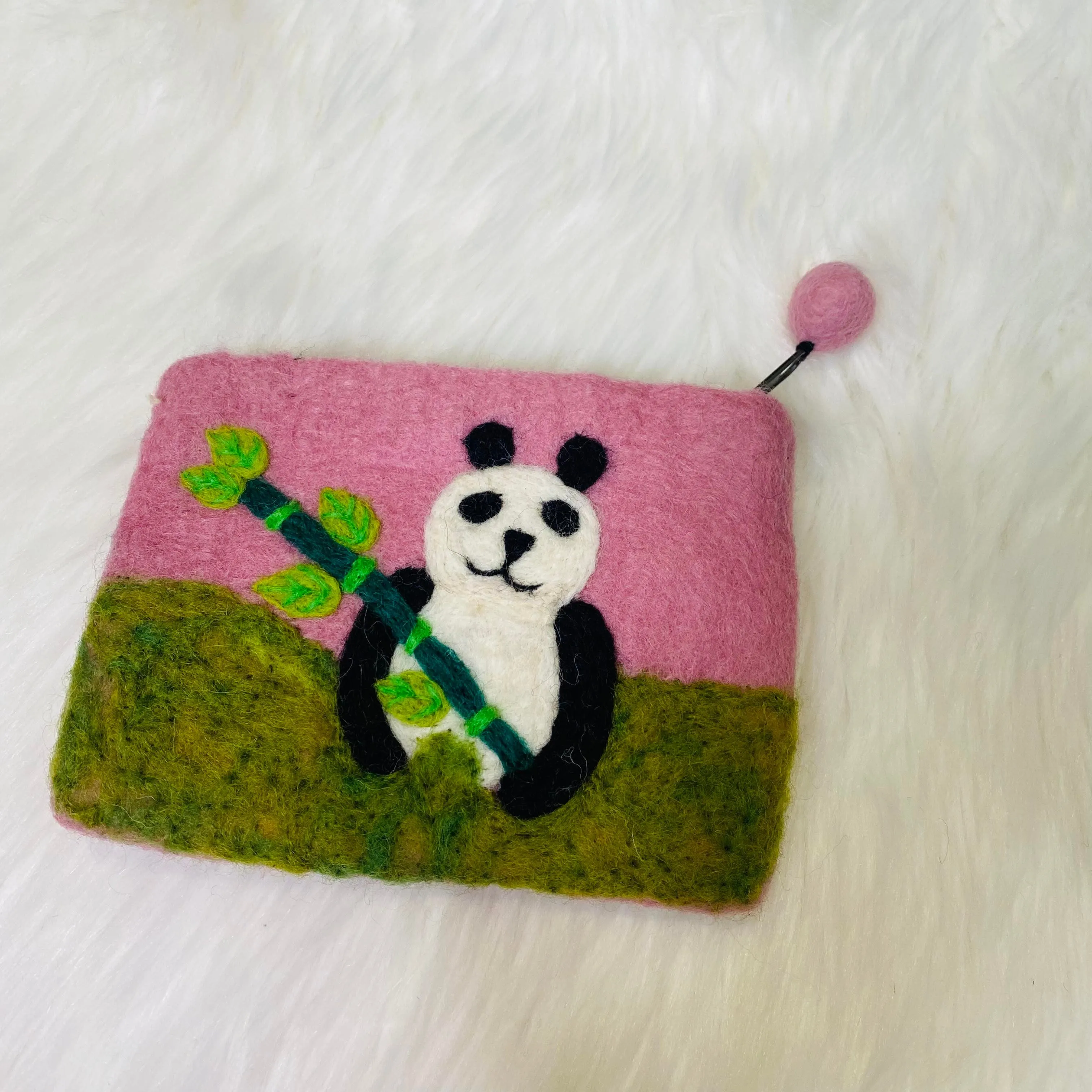 Handmade Embroidered Panda Theme Purse