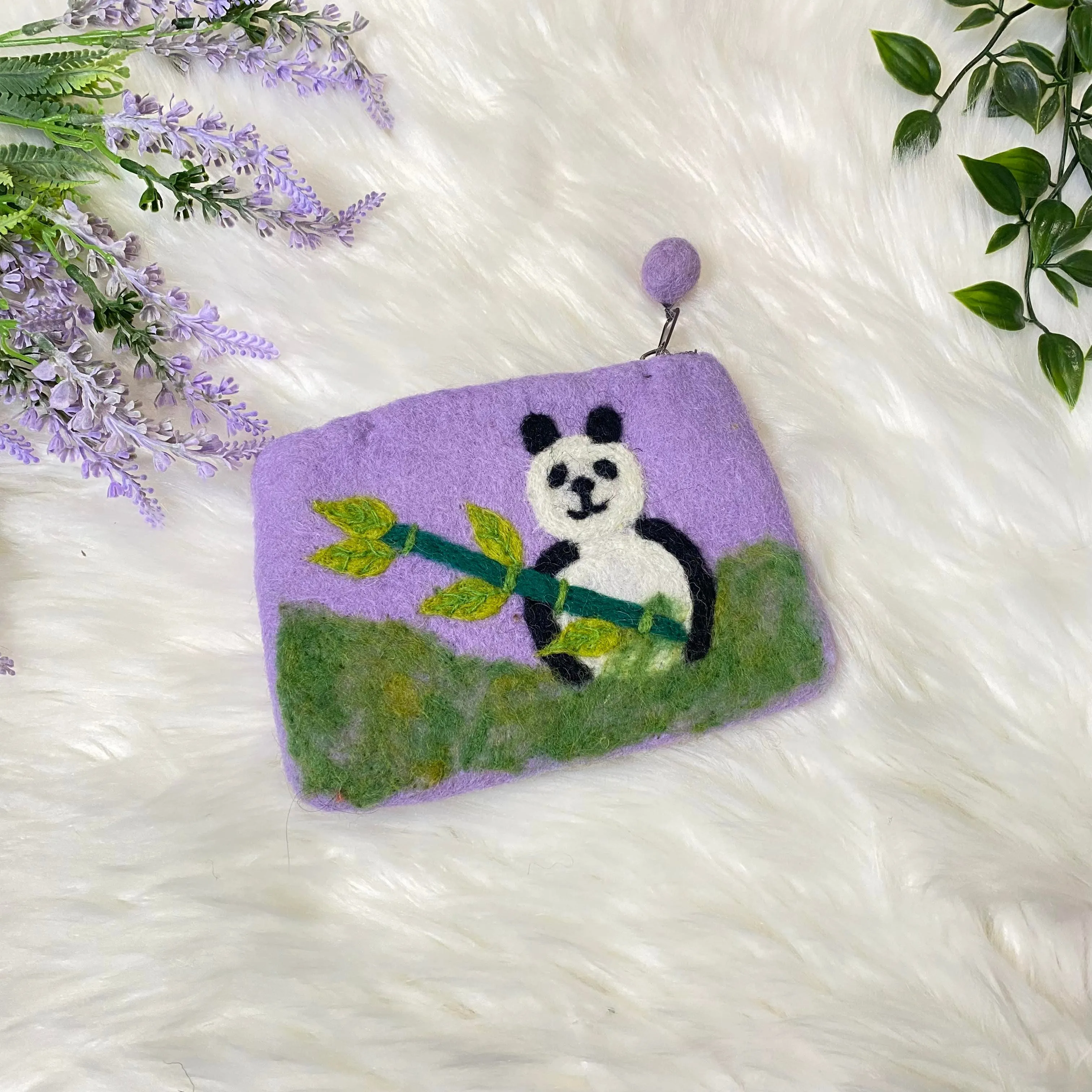 Handmade Embroidered Panda Theme Purse