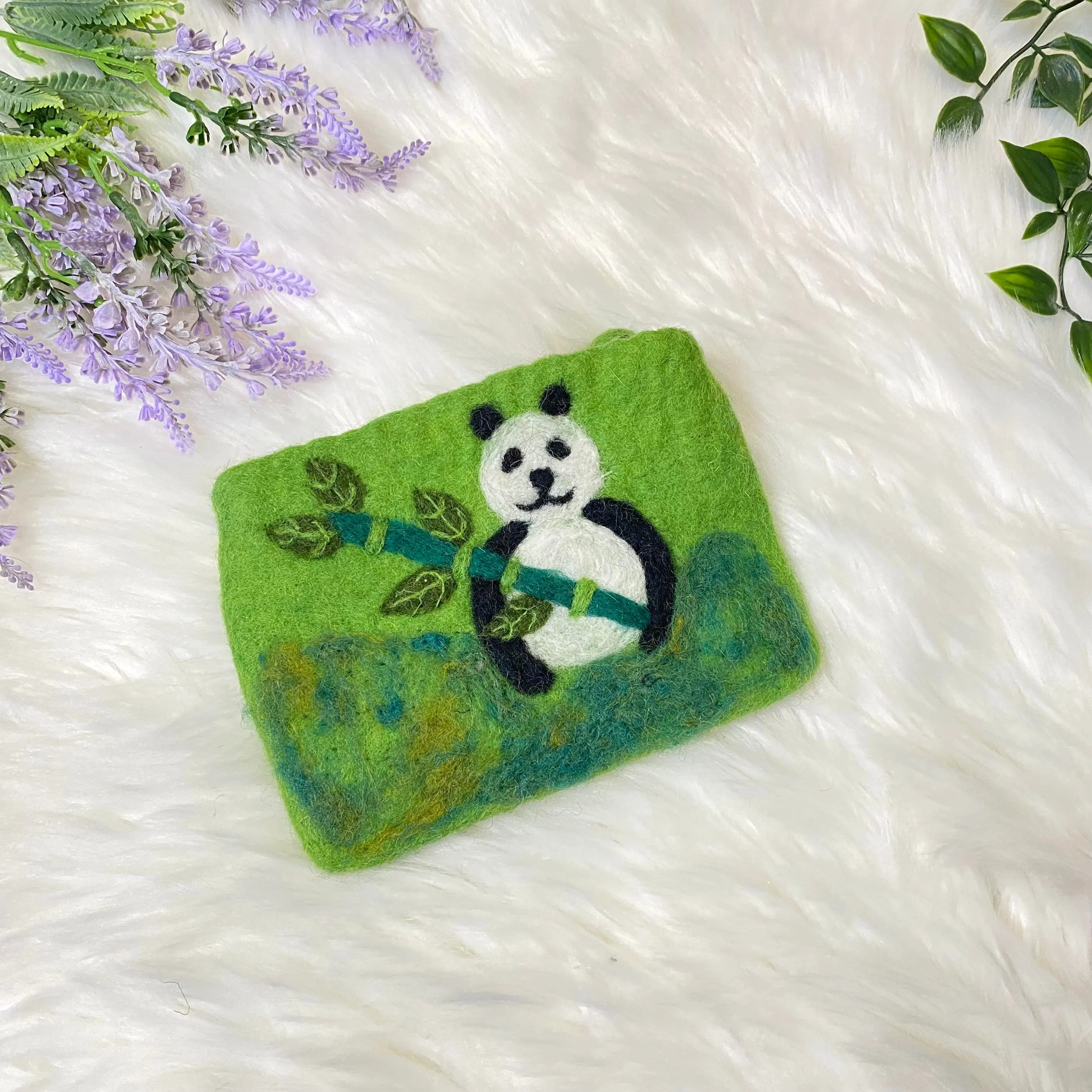 Handmade Embroidered Panda Theme Purse