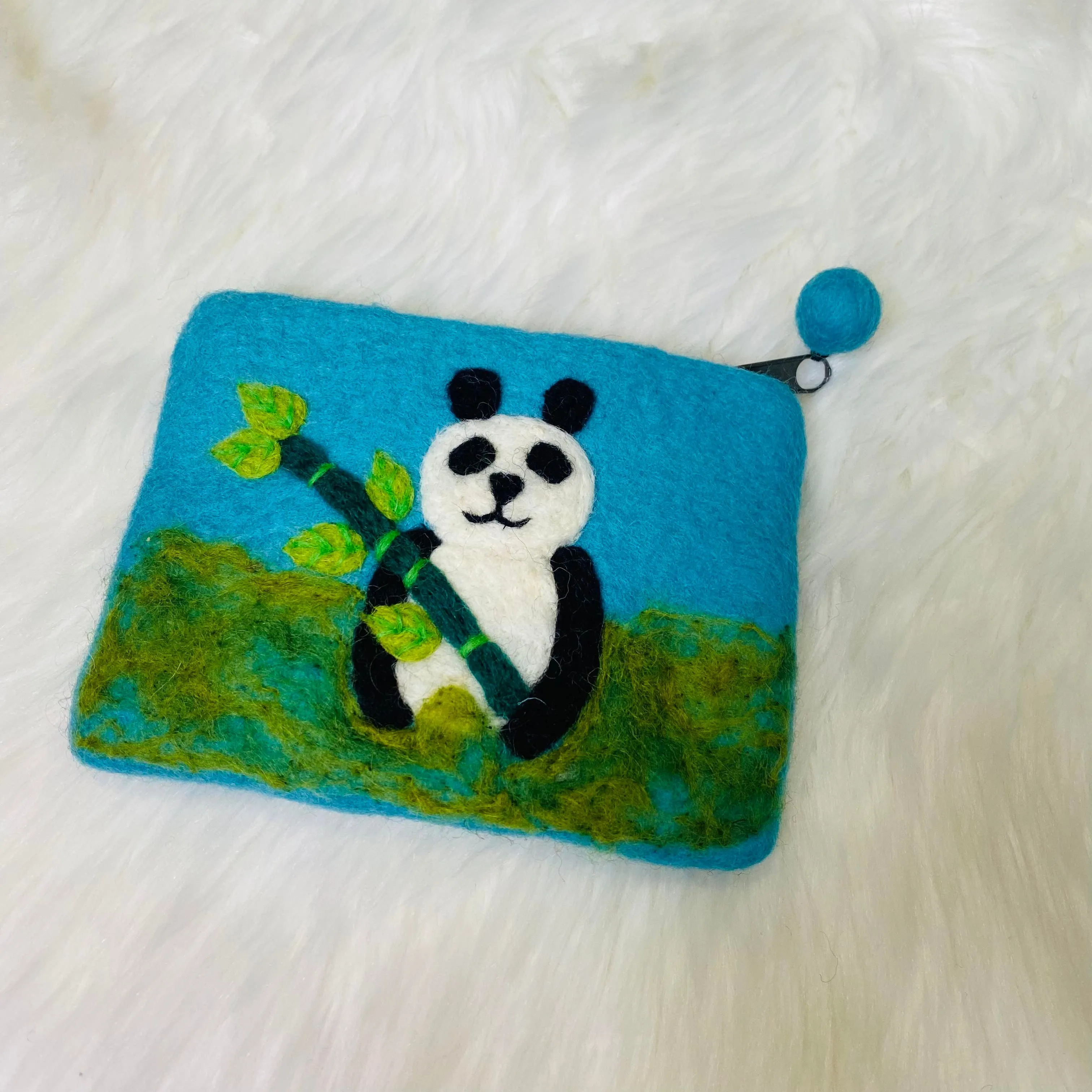 Handmade Embroidered Panda Theme Purse