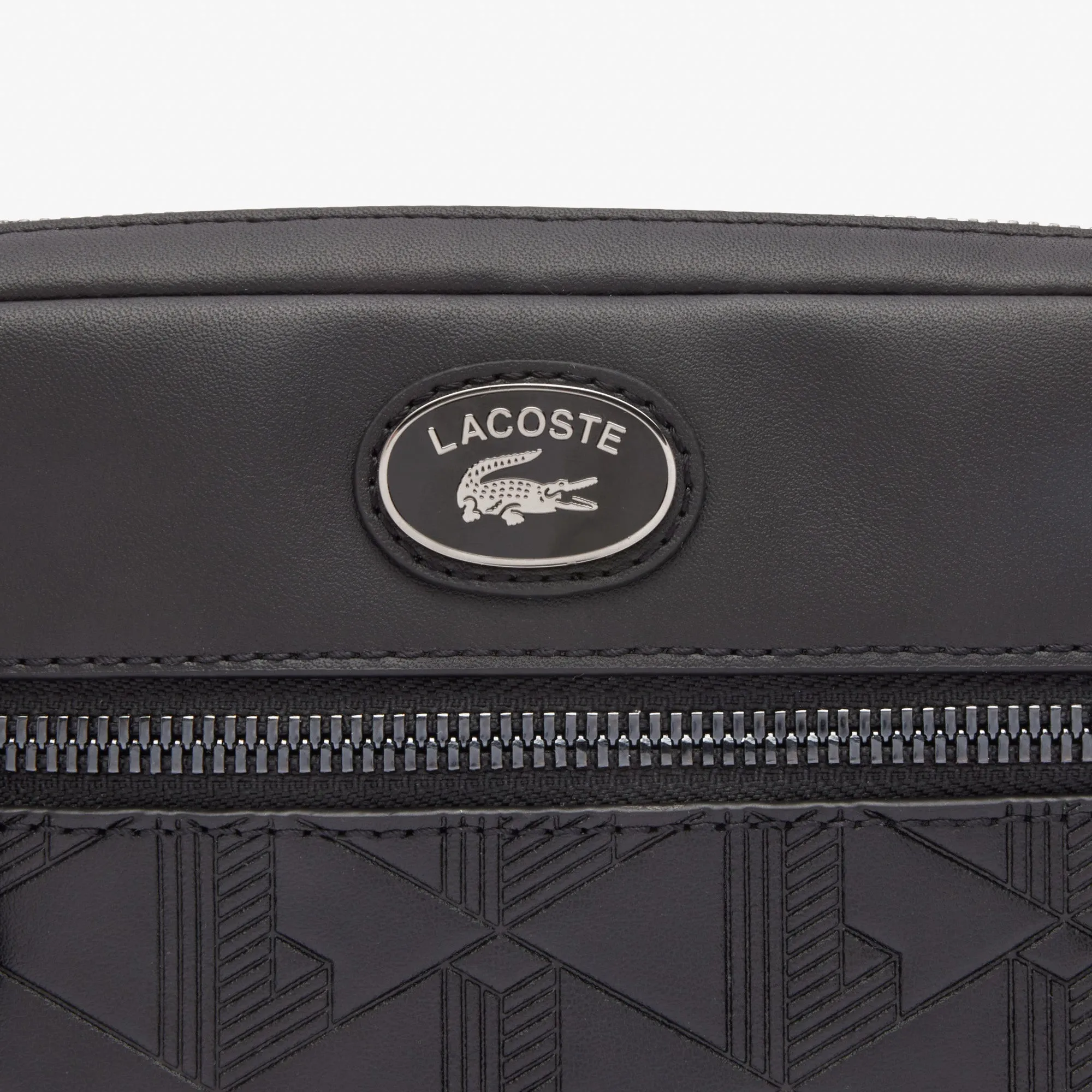 Lacoste Leather Monogram Print Shoulder Bag