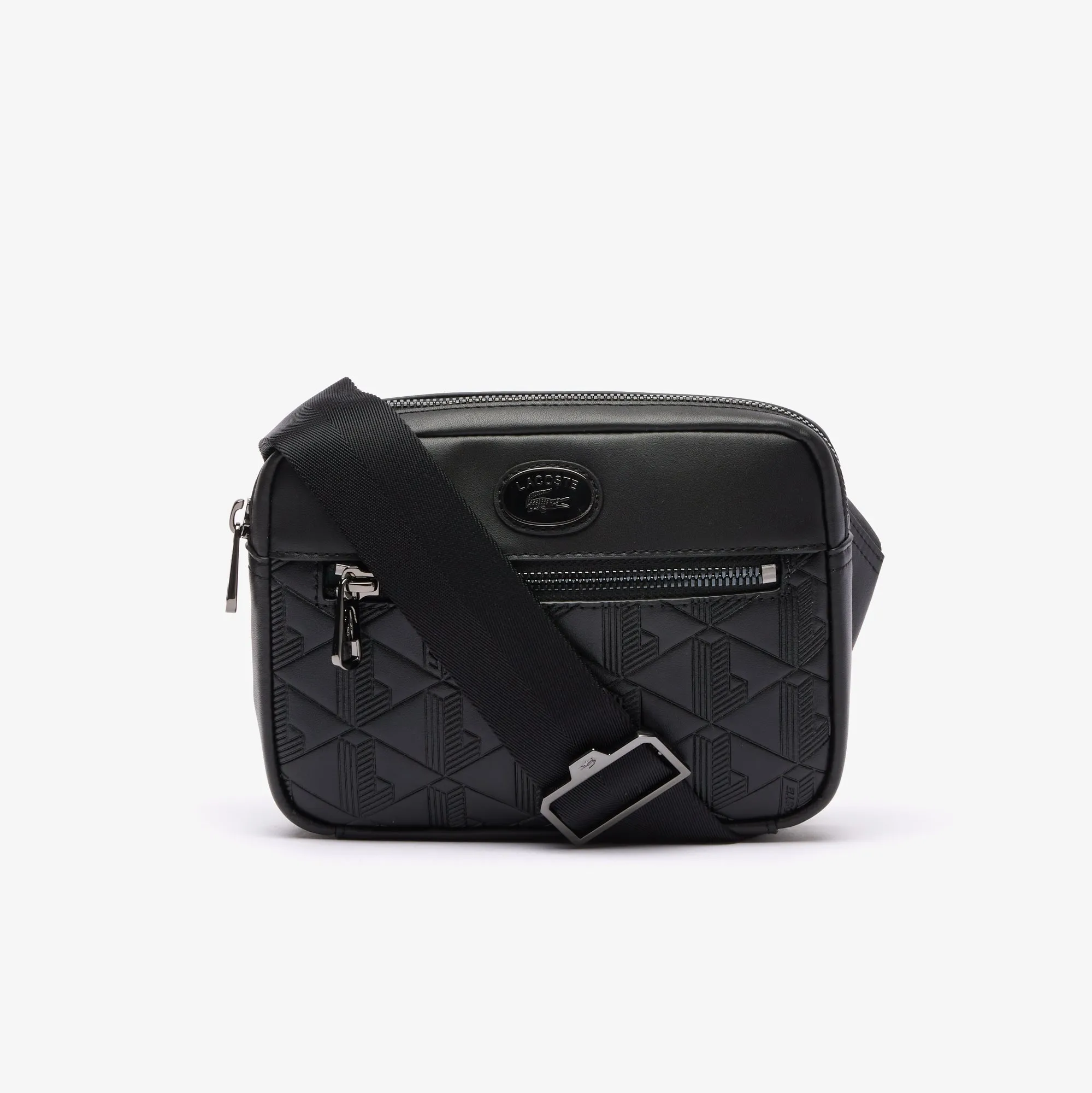 Lacoste Leather Monogram Print Shoulder Bag