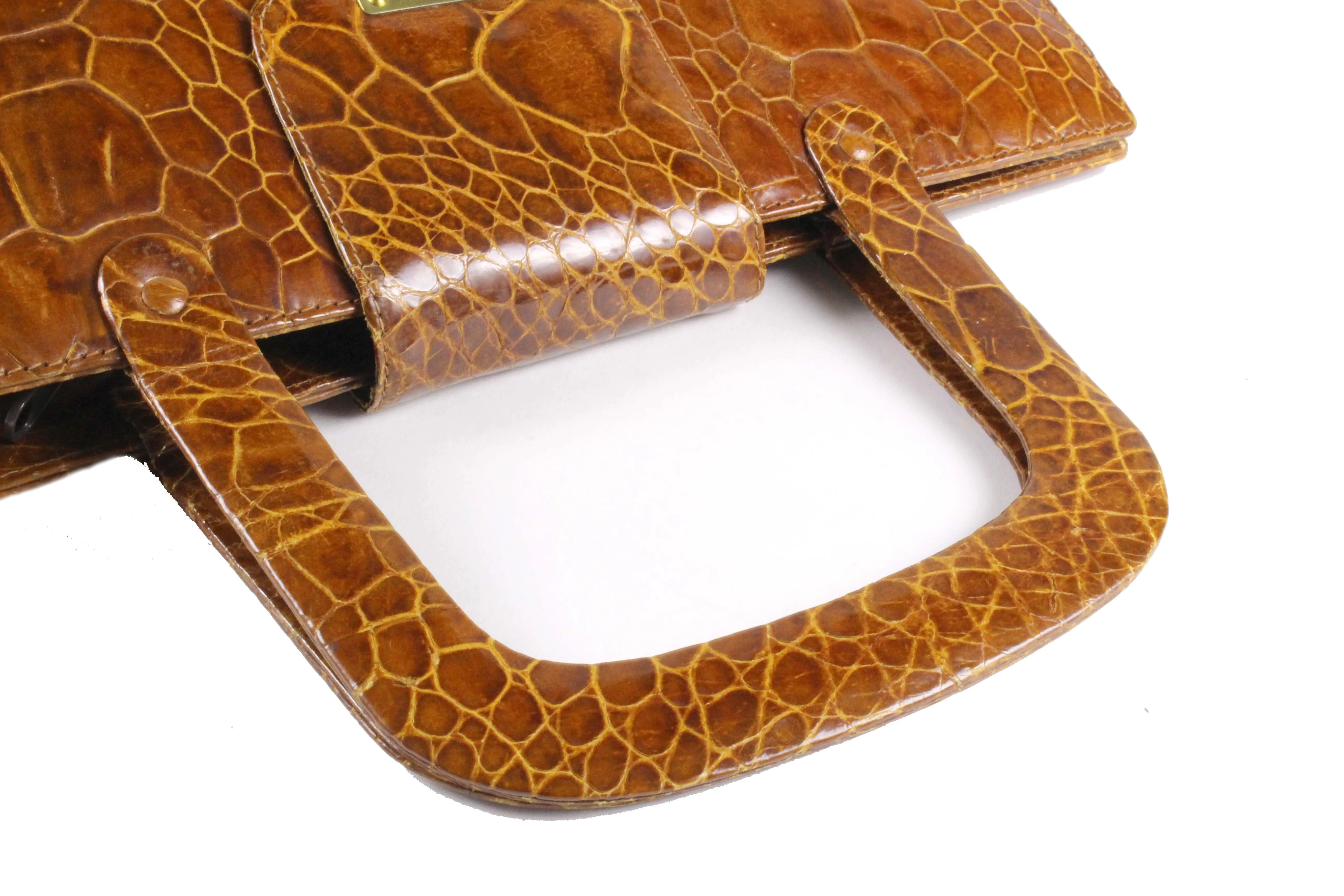 Large cognac turtle skin handbag