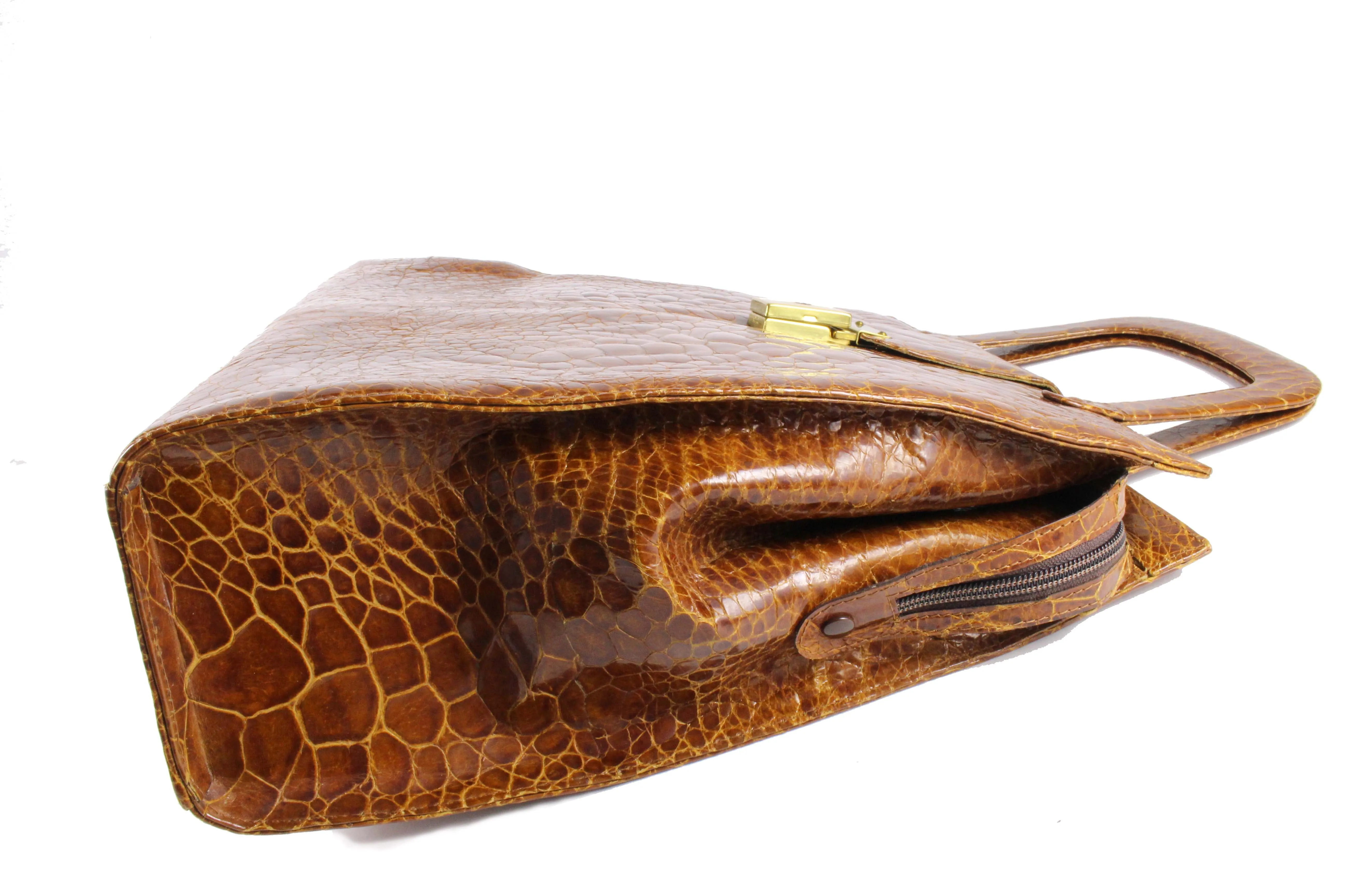 Large cognac turtle skin handbag