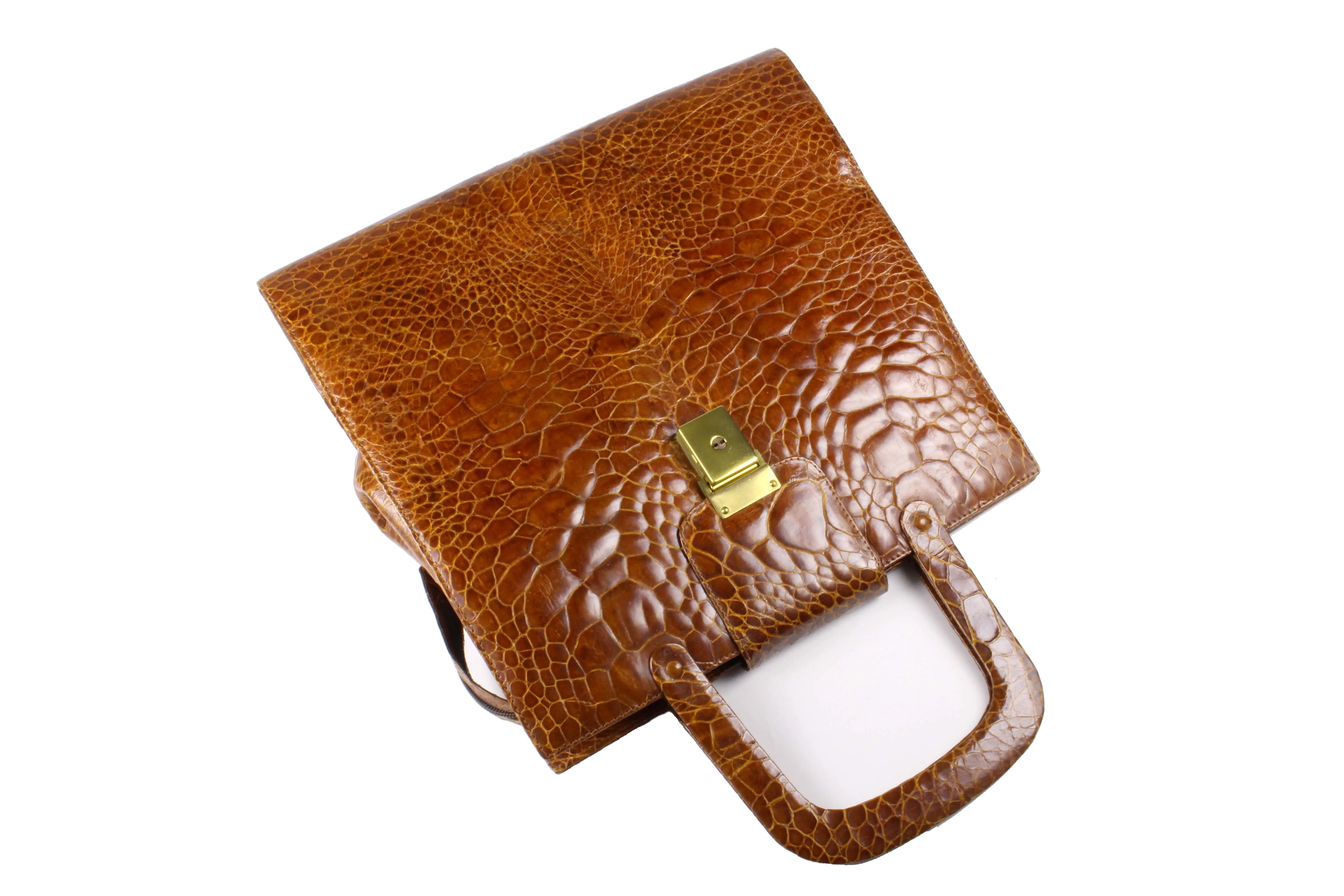 Large cognac turtle skin handbag