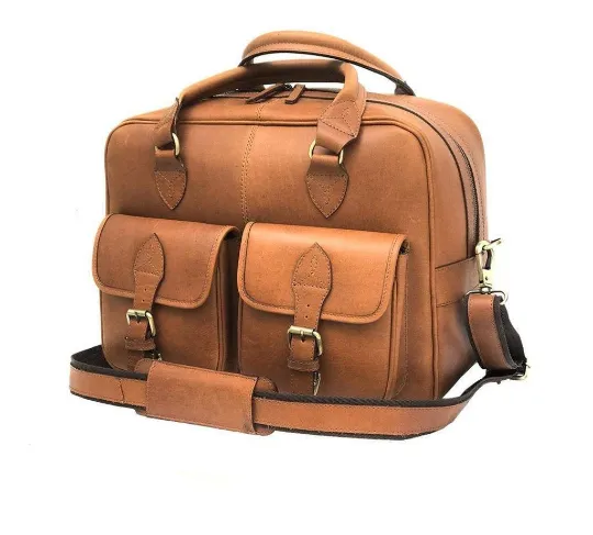 Leather Travel Shoulder Bag With Handles