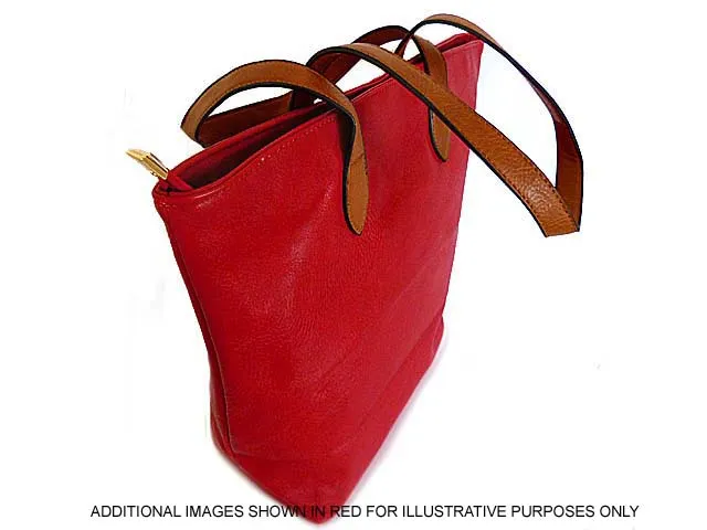 LIGHTWEIGHT DEEP RED FAUX LEATHER TOTE HANDBAG