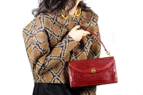 LOEWE ruby red baby crocodile skin handbag