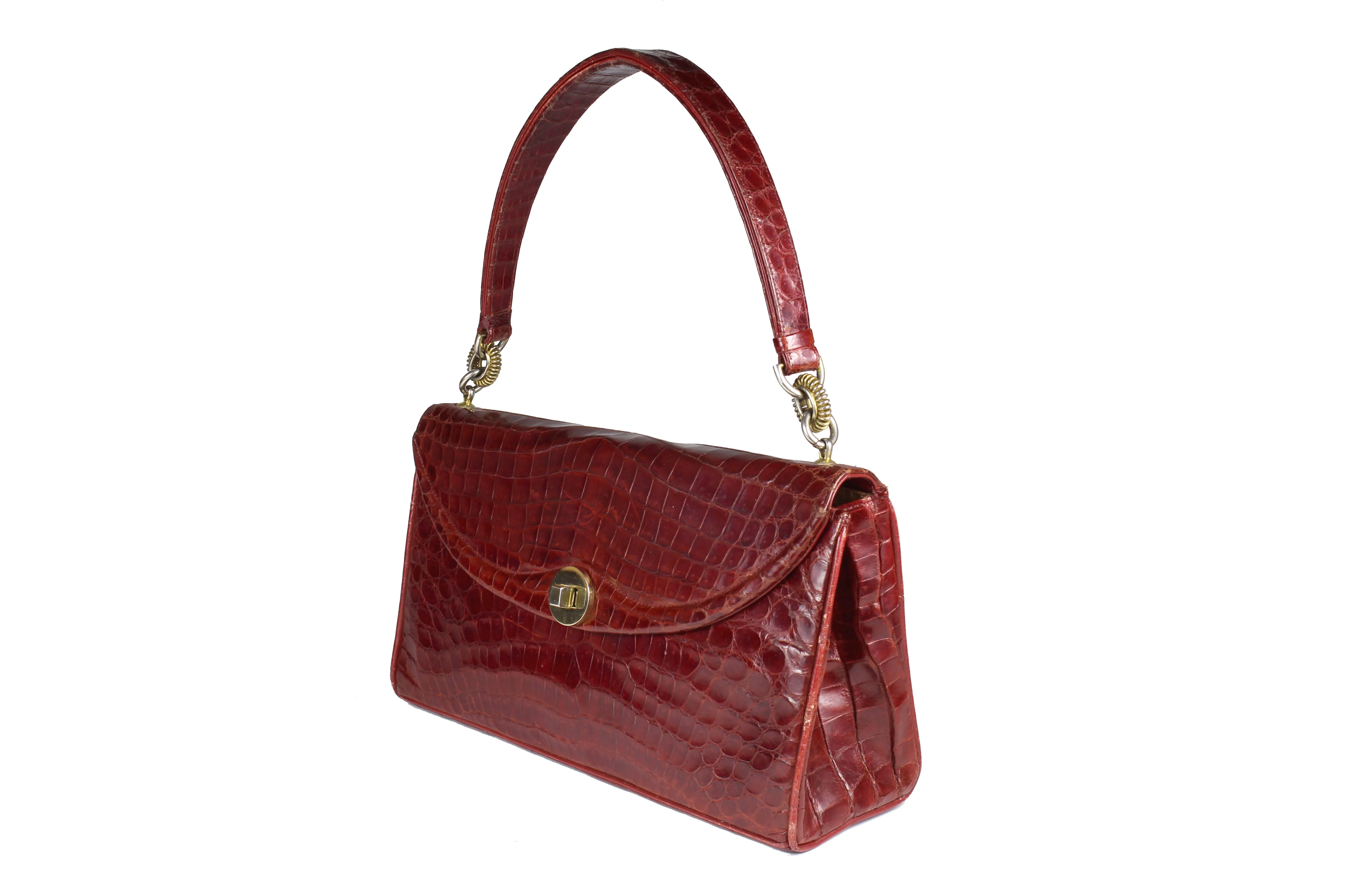 LOEWE ruby red baby crocodile skin handbag