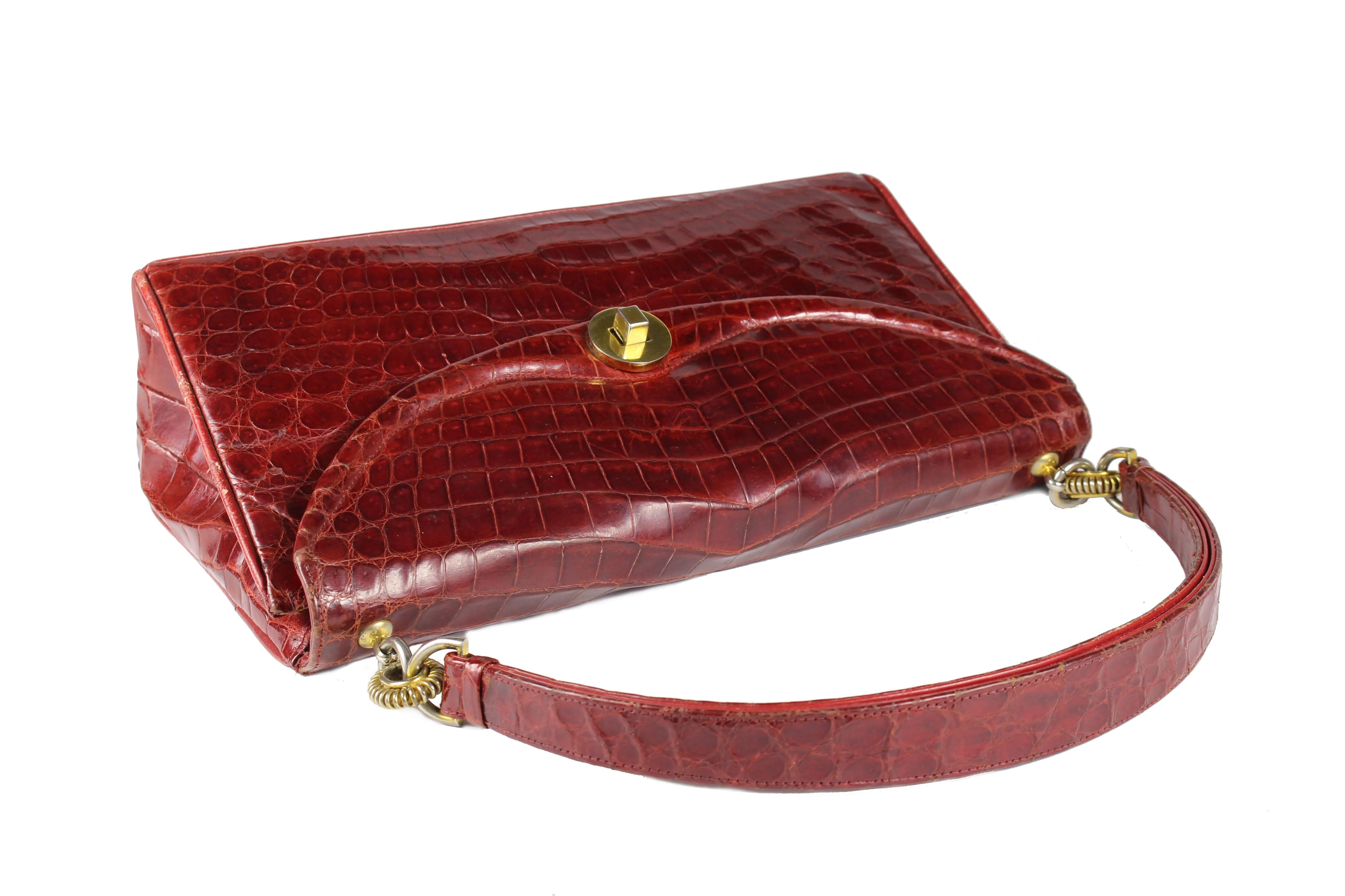 LOEWE ruby red baby crocodile skin handbag