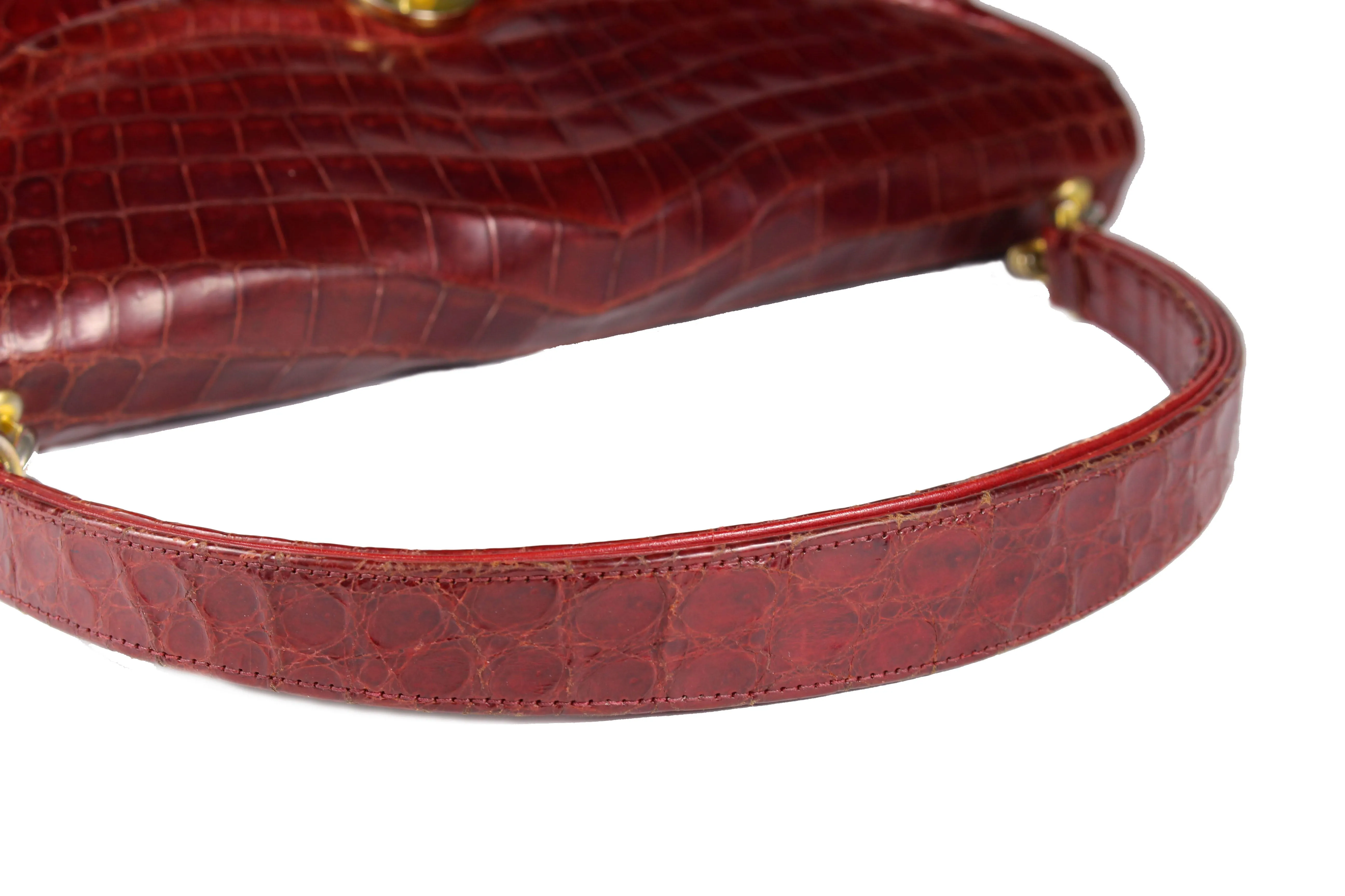 LOEWE ruby red baby crocodile skin handbag