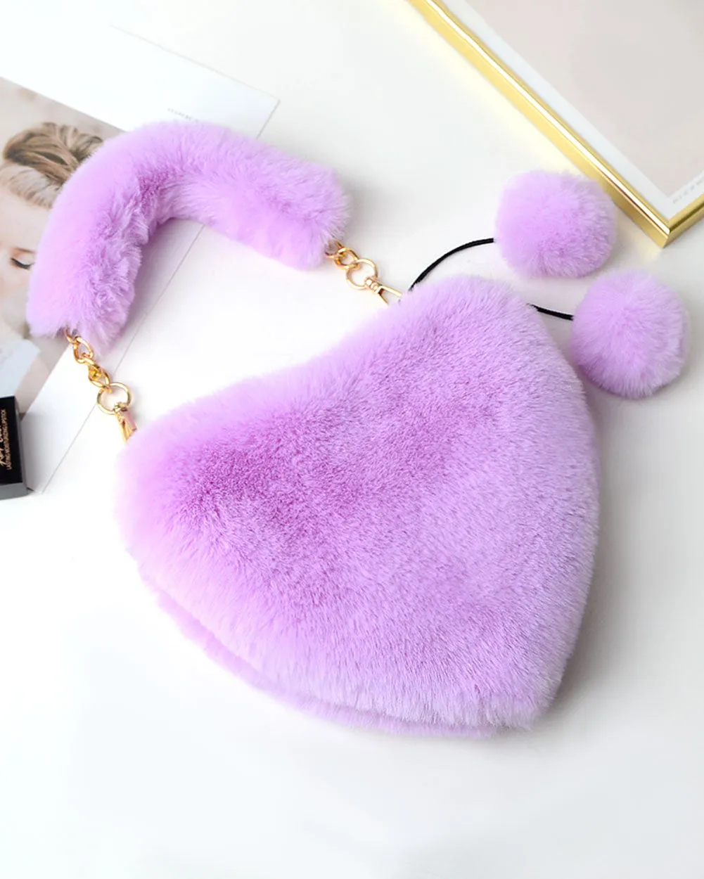 Lovesick Furry Heart Purse