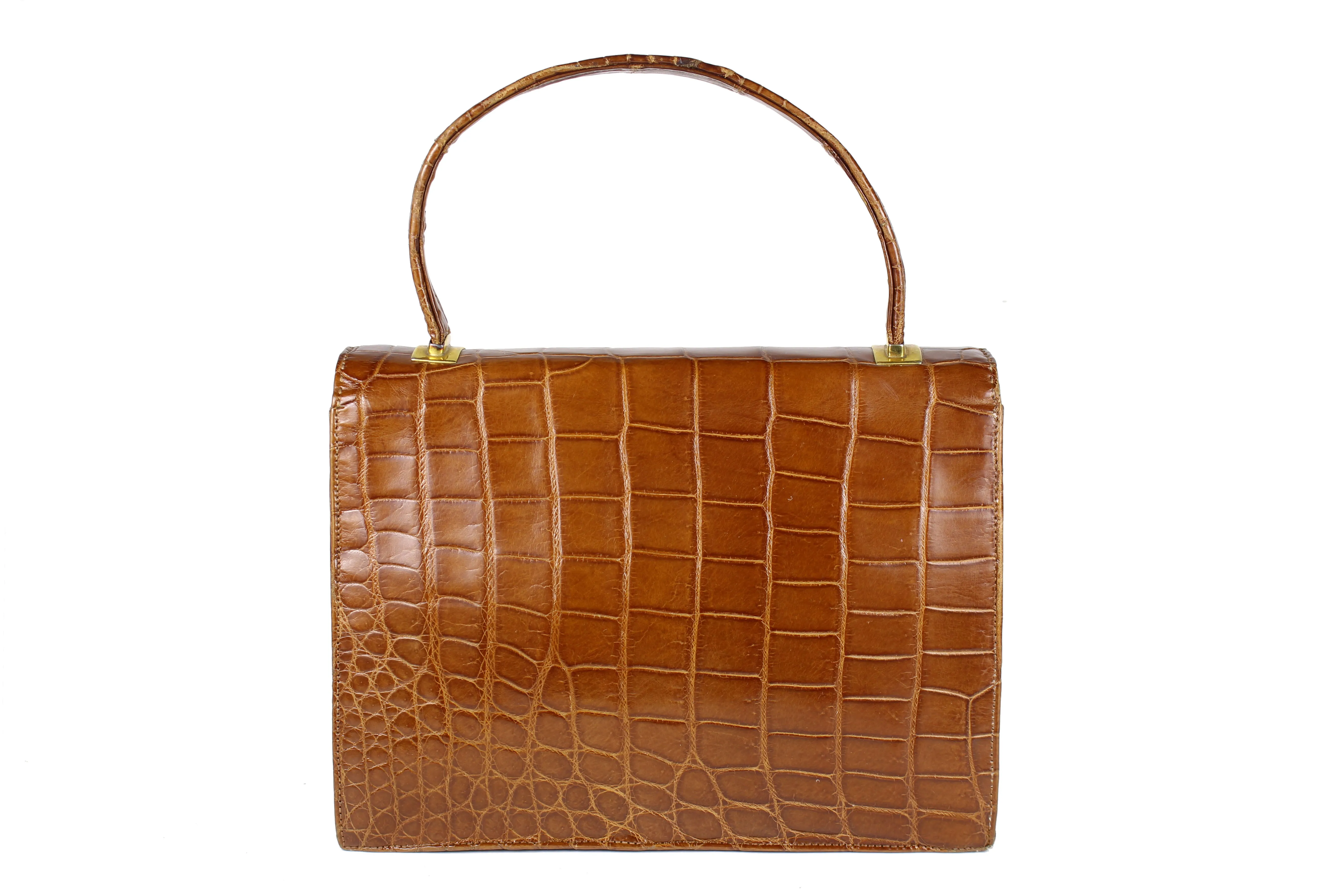 MAGDA butterscotch-color crocodile skin handbag