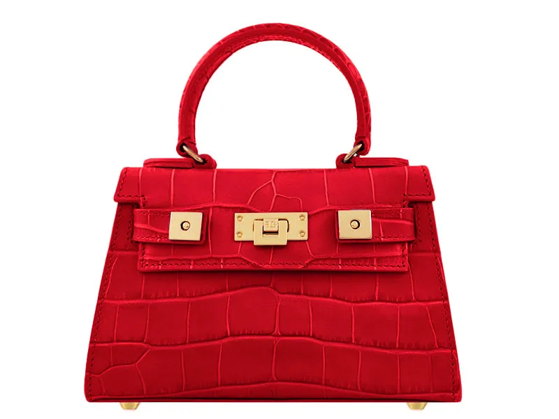 Maya Mignon Orinoco 'Croc' Print Calf Leather Handbag - Red