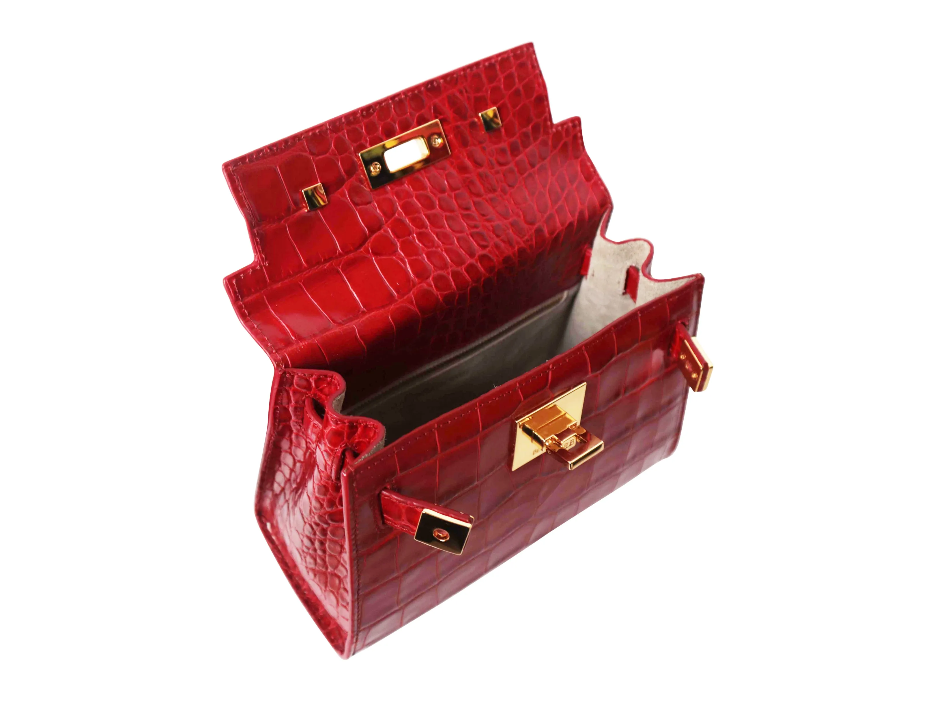 Maya Mignon Orinoco 'Croc' Print Calf Leather Handbag - Red