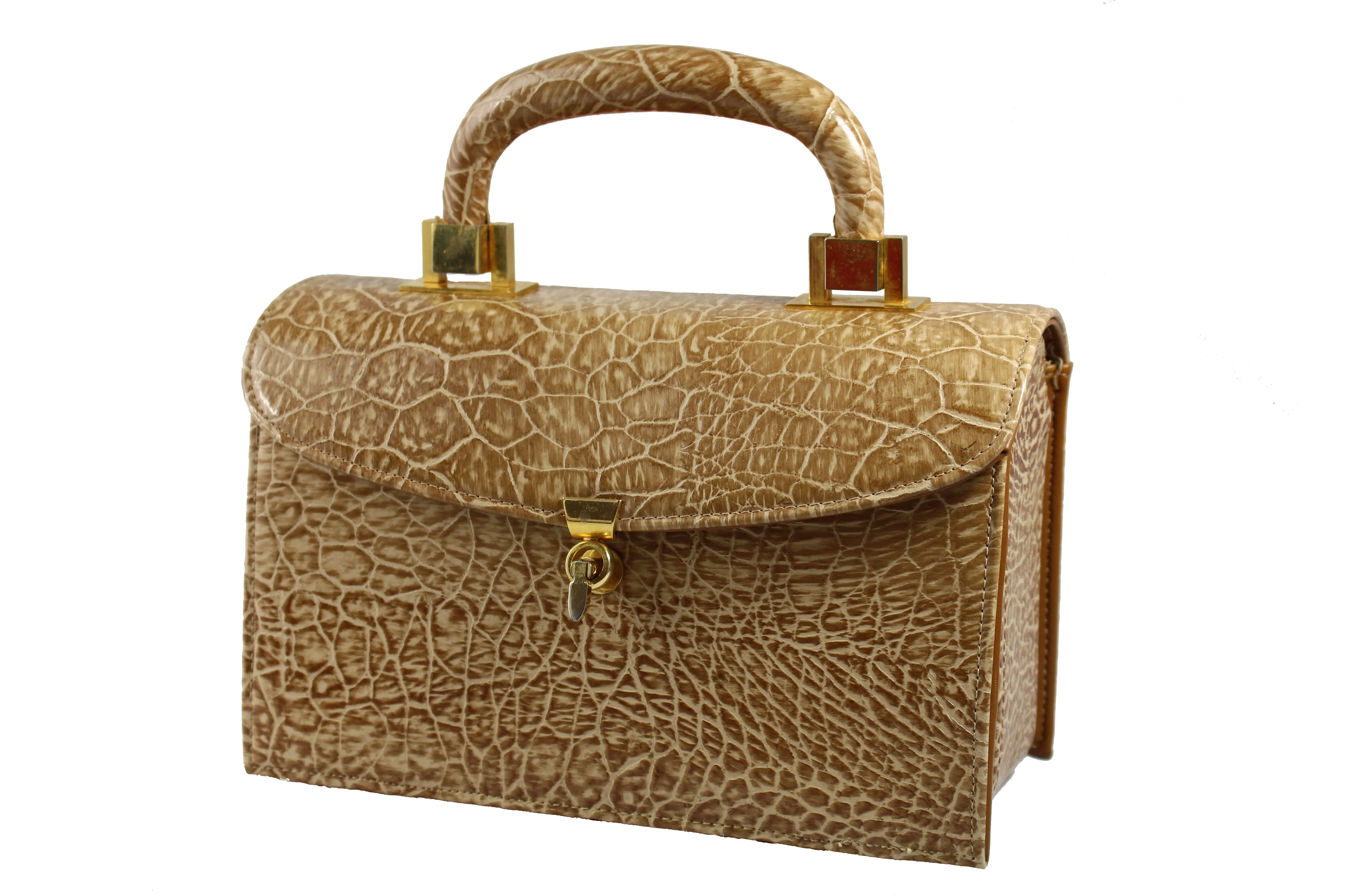 MEYERS toasted beige embossed turtle skin handbag