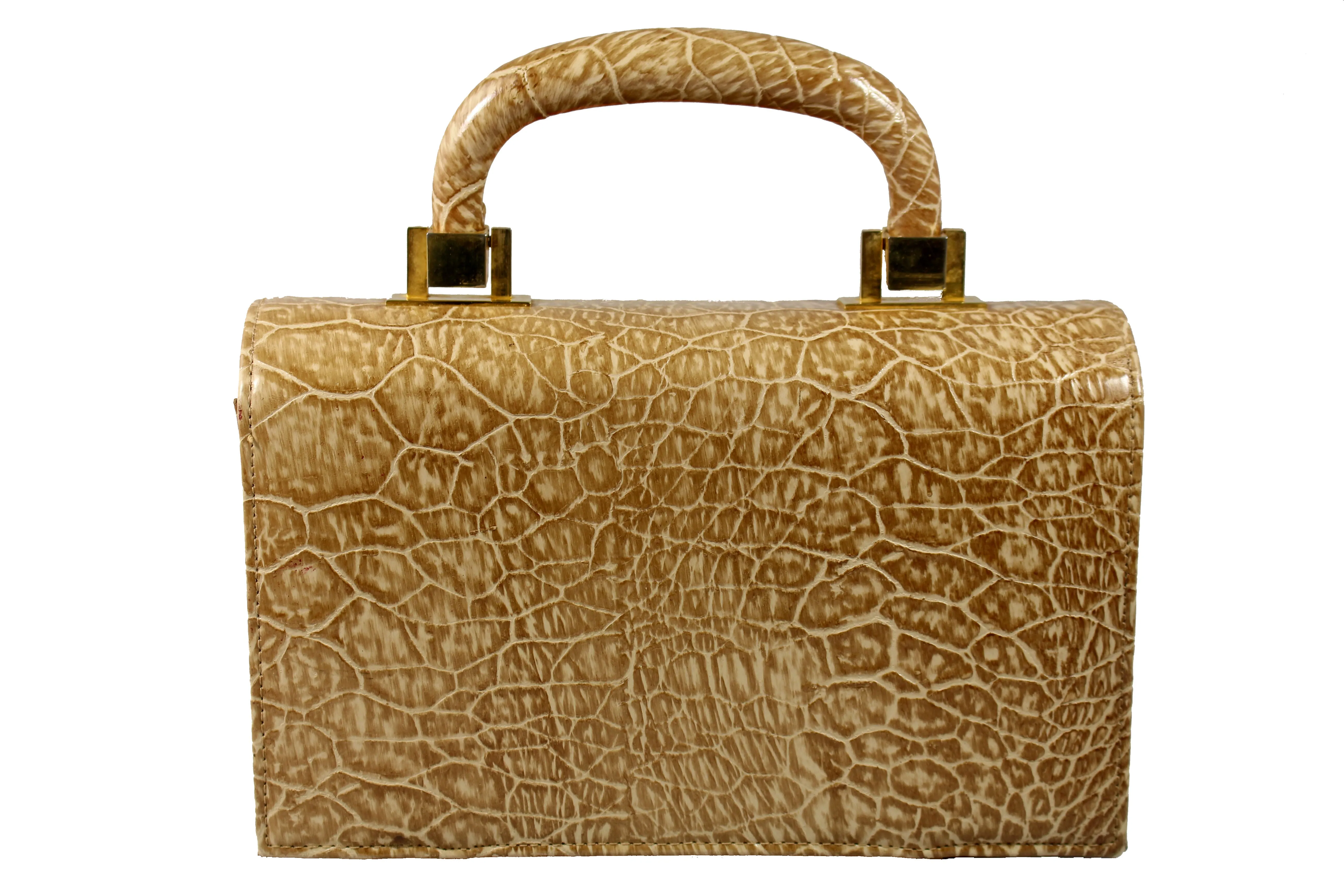 MEYERS toasted beige embossed turtle skin handbag