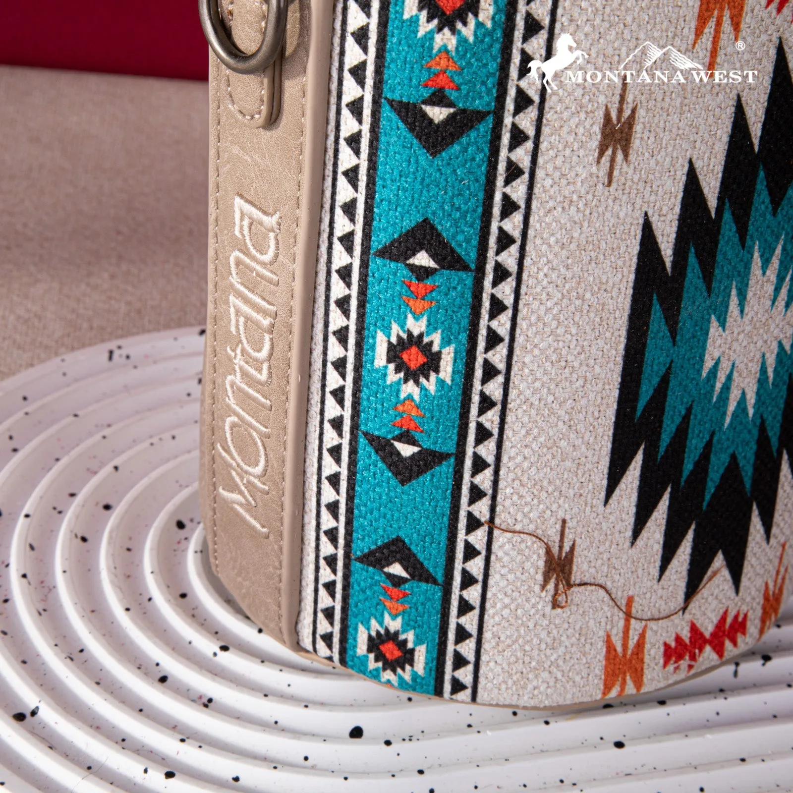 Montana West Aztec Drawstring Bucket Crossbody Bag