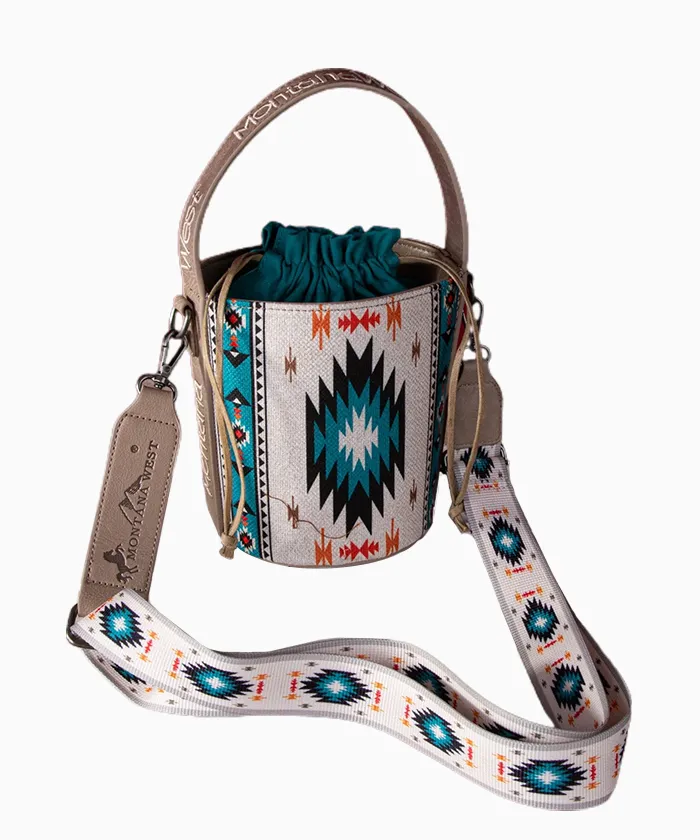 Montana West Aztec Drawstring Bucket Crossbody Bag