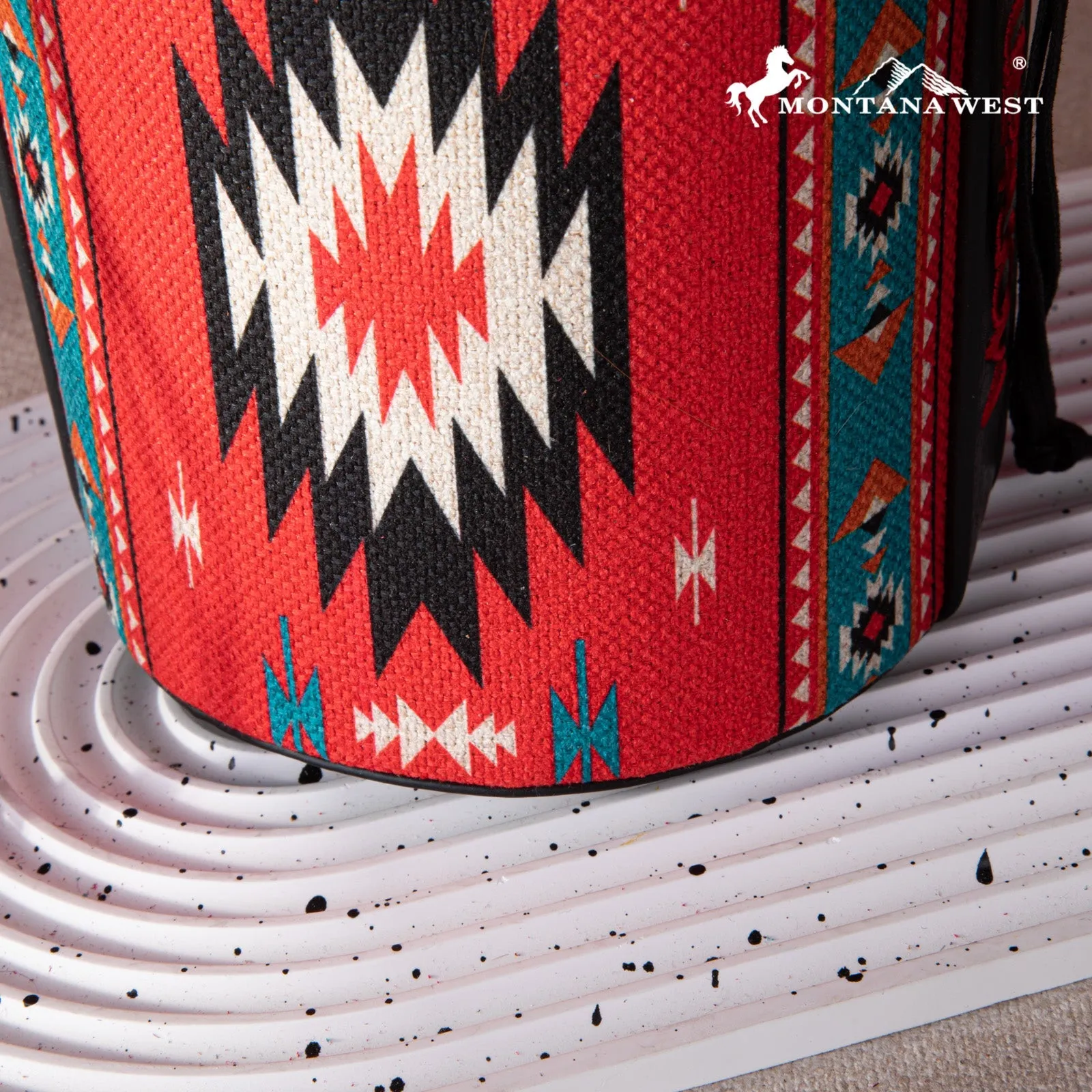 Montana West Aztec Drawstring Bucket Crossbody Bag