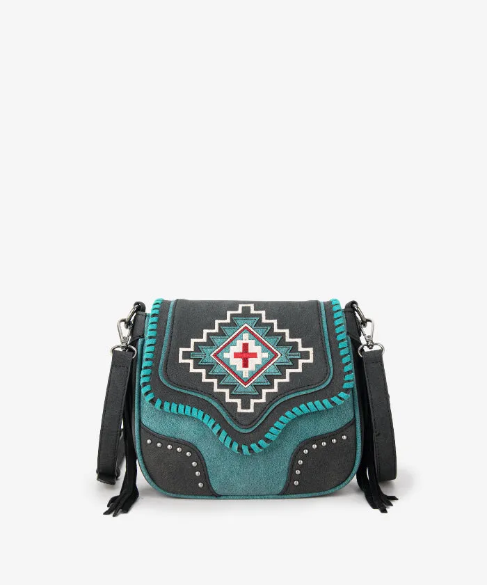 Montana West Aztec Fringe Crossbody Purse