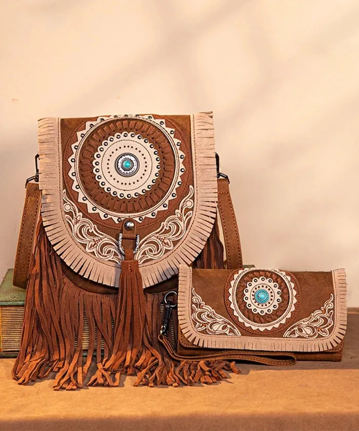 Montana West Concho Fringe Crossbody Purse Set