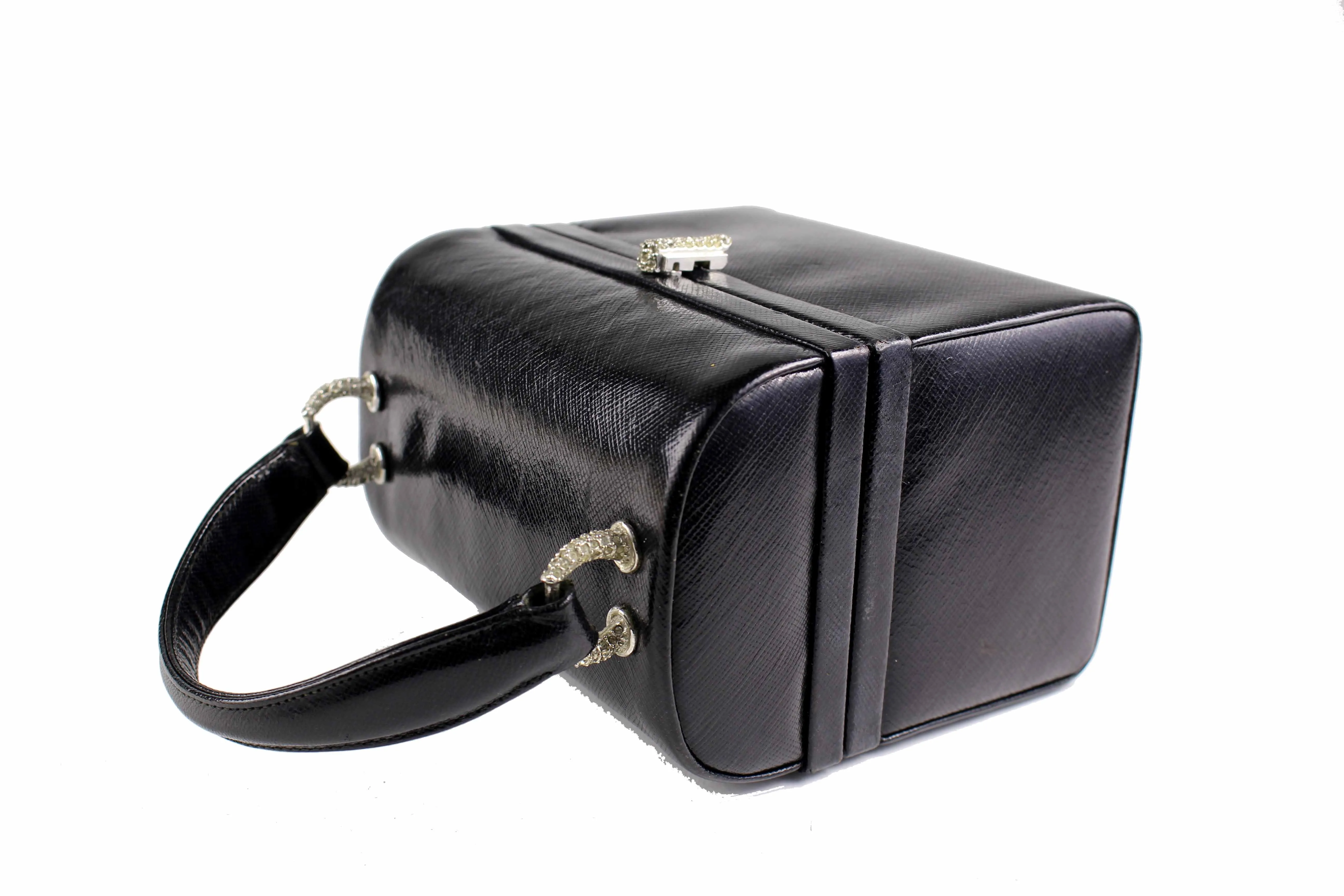 MORRIS MOSKOWITZ black leather box-purse