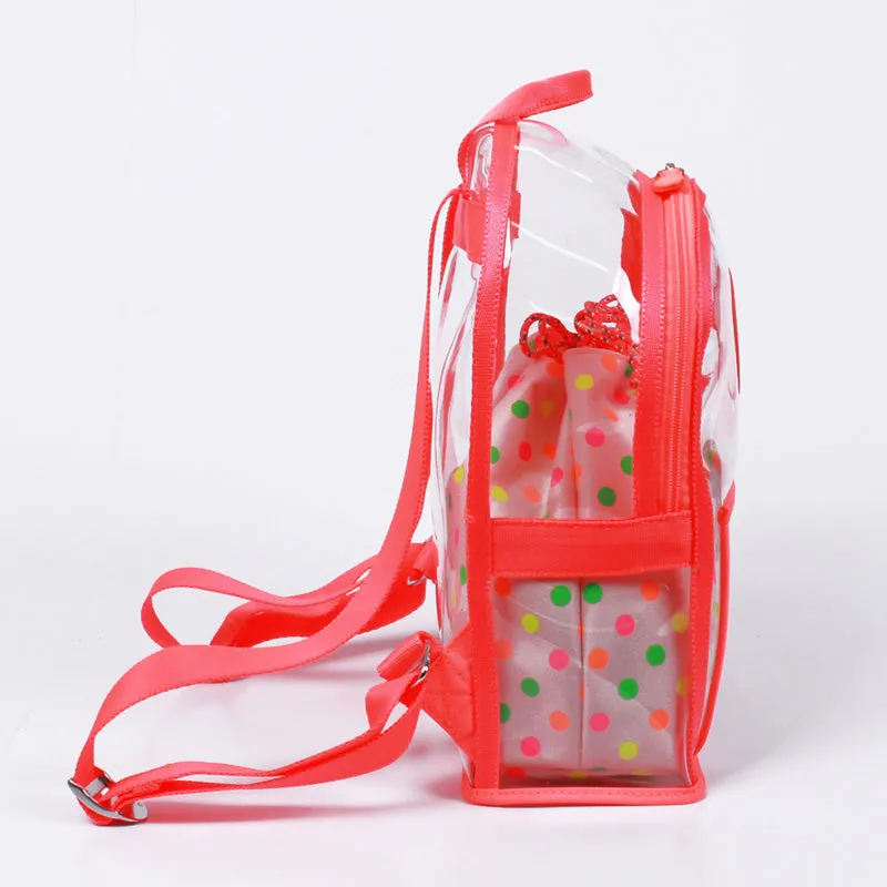 neon pink clear backpack