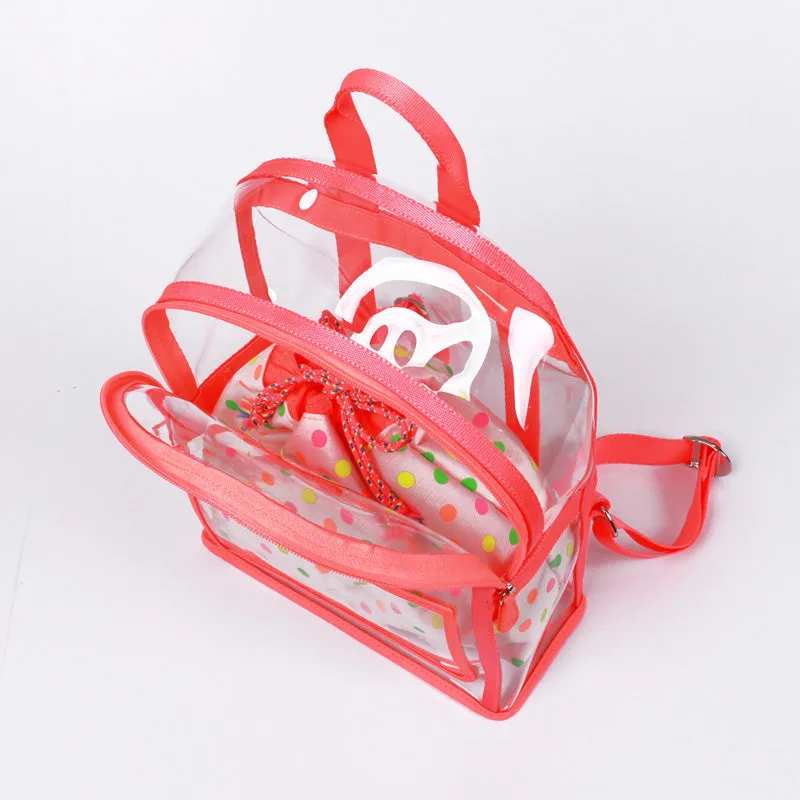 neon pink clear backpack