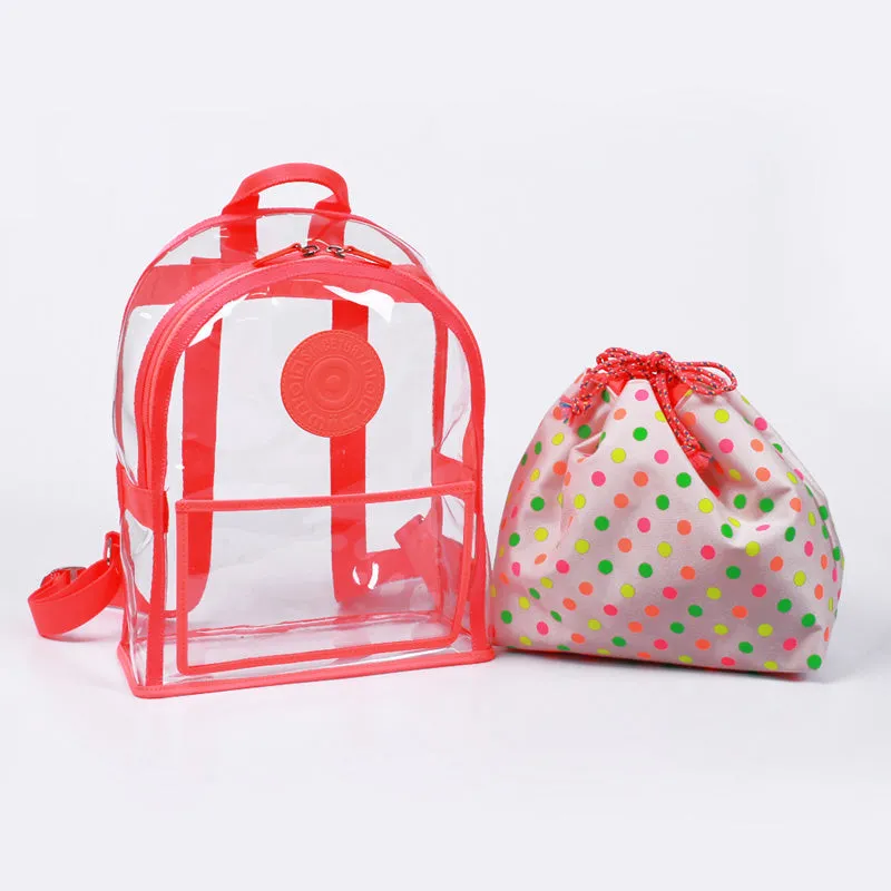 neon pink clear backpack