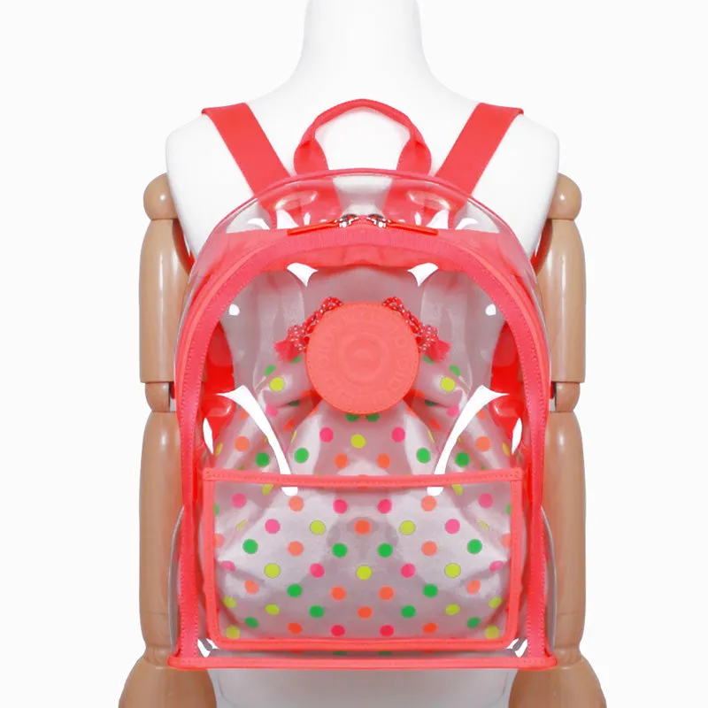 neon pink clear backpack