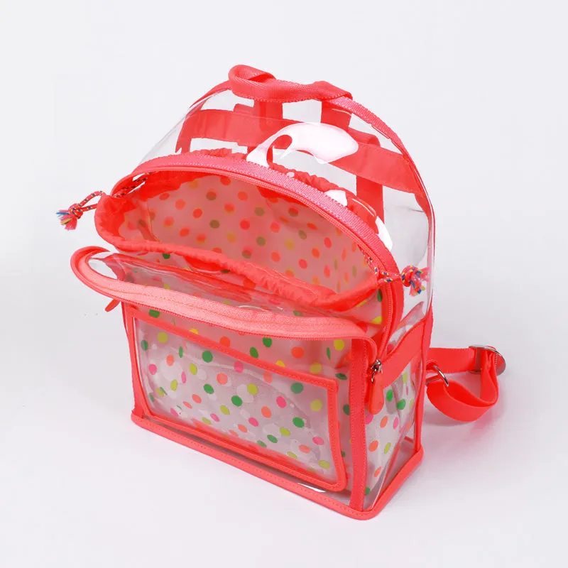 neon pink clear backpack