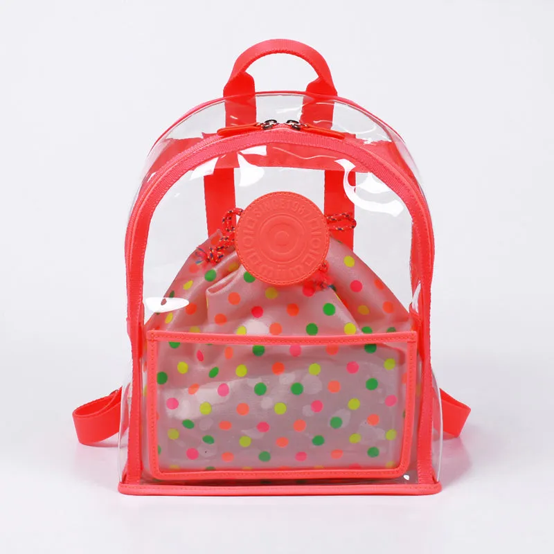 neon pink clear backpack