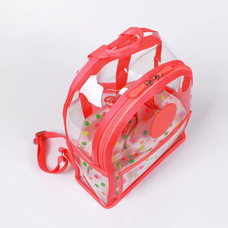 neon pink clear backpack