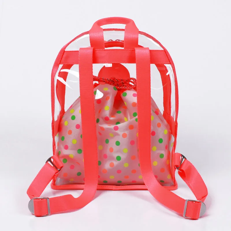 neon pink clear backpack