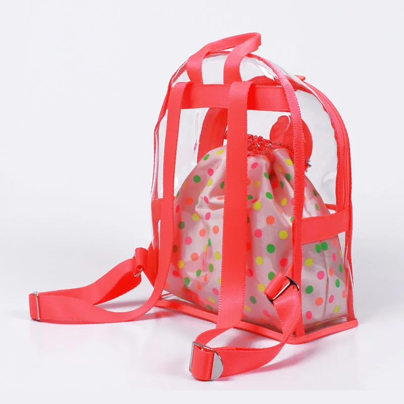 neon pink clear backpack