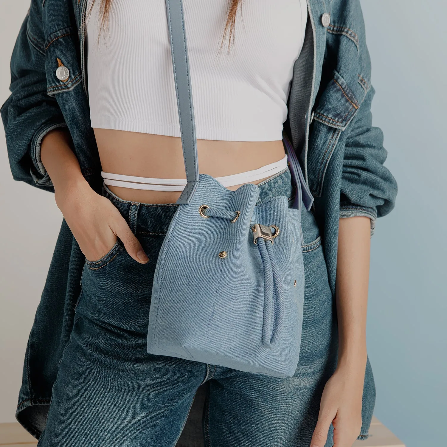 Niko-Niko Mini Bucket Bag Denim - Blue