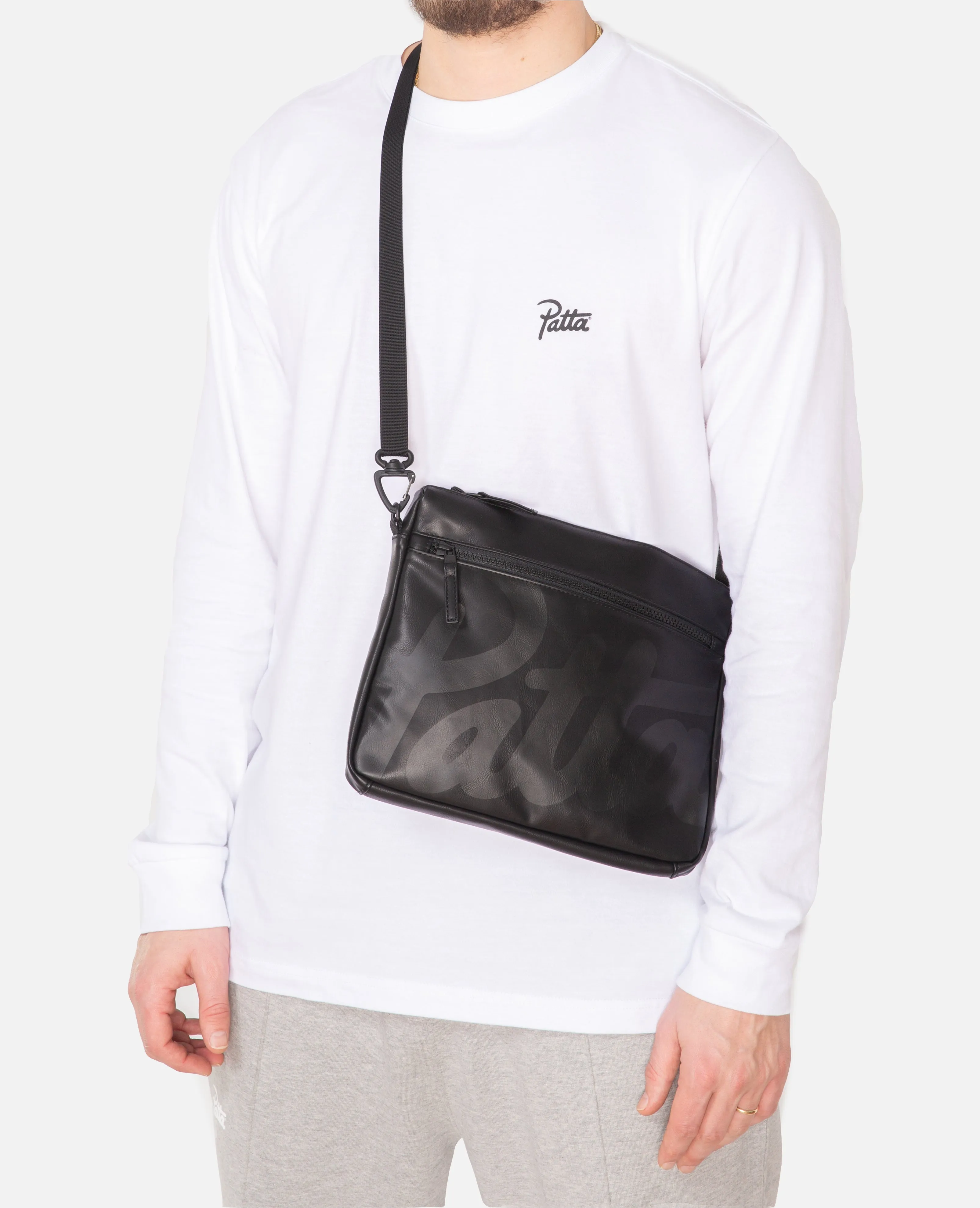 Patta Faux Leather Shoulder Bag (Black)