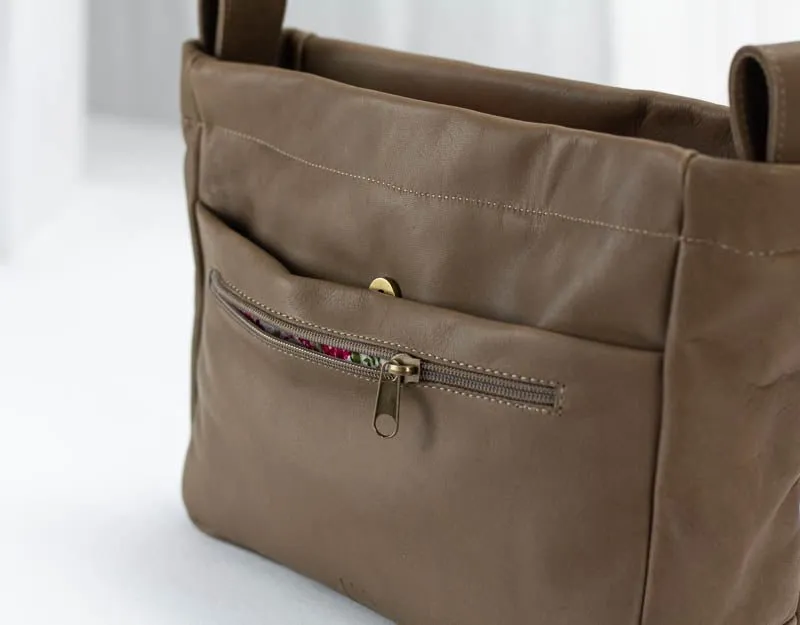 Purse Insert - Khaki Brown leather